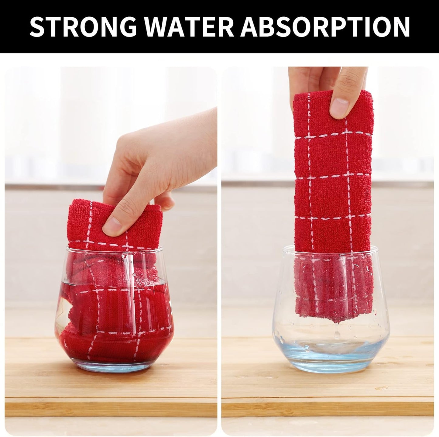 Homaxy 100% Cotton Terry Kitchen Dish Cloths, Ultra Soft and Absorbent Dish Towels for Kitchen, Suitable for Drying and Washing Dishes, 6 Pack, 12 x 12 Inches, Red