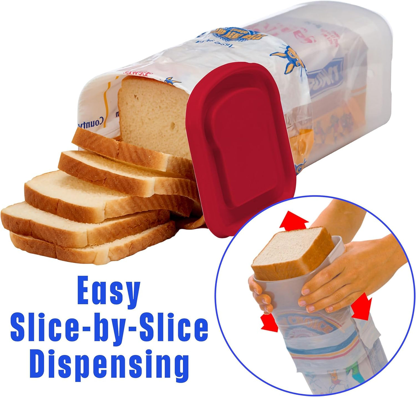 Buddeez Bread Buddy Bread Box – Keeps Bread Loaves Fresh - Red Lid, Pack of 1