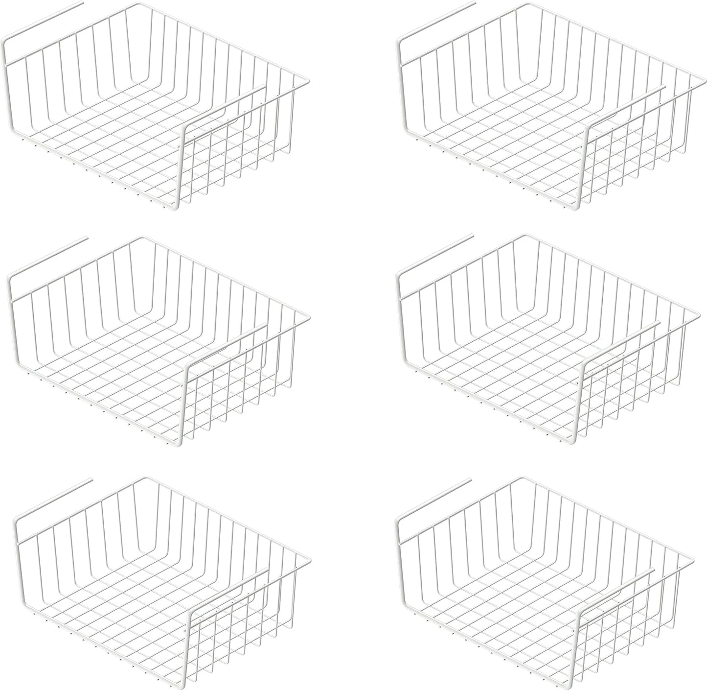 Simple Houseware 6PK Under Shelf Basket, White