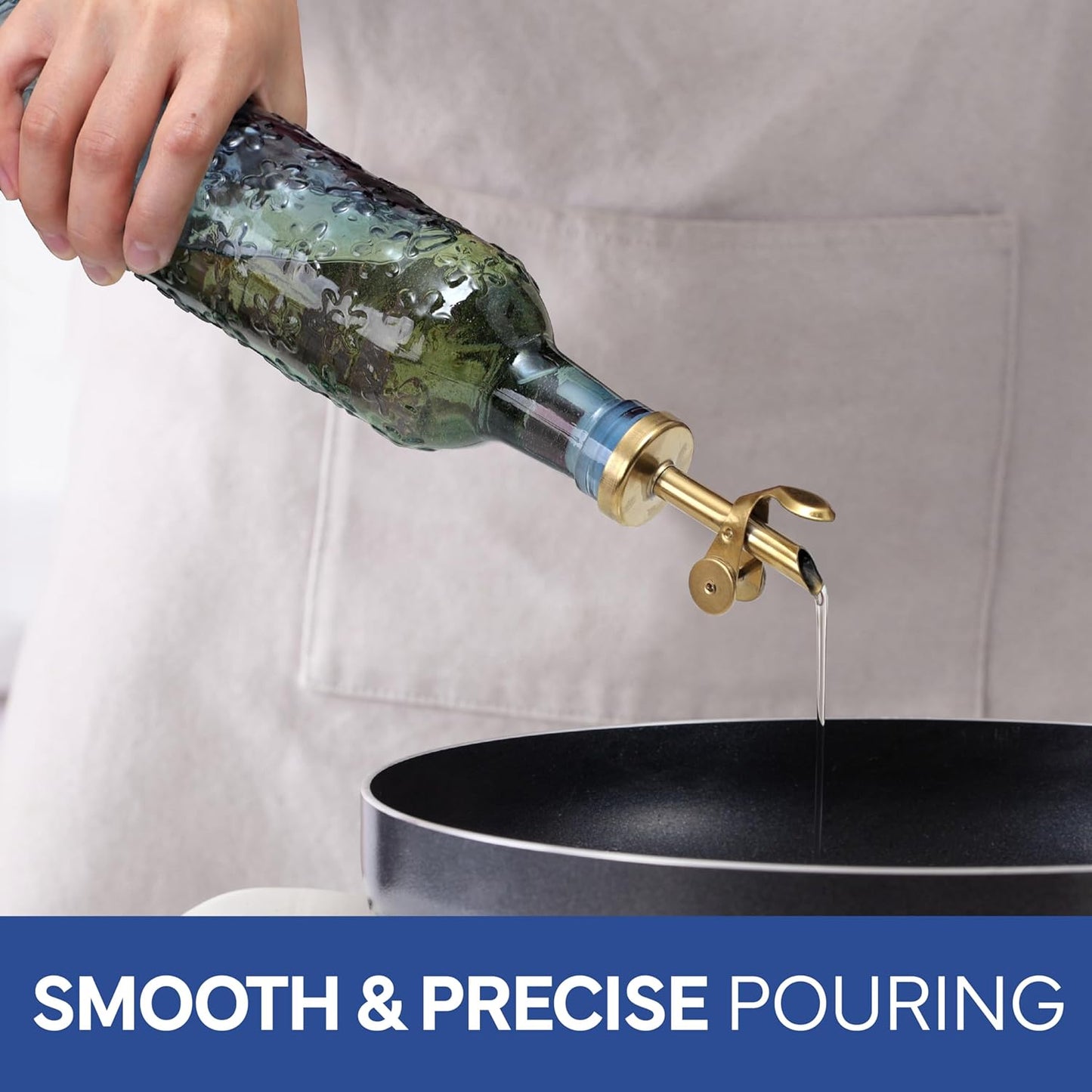 COOK WITH COLOR Glass Olive Oil Bottle Dispenser - 2 Pack- 17oz Oil and Vinegar Cruet - Olive Oil Carafe Decanter for Kitchen