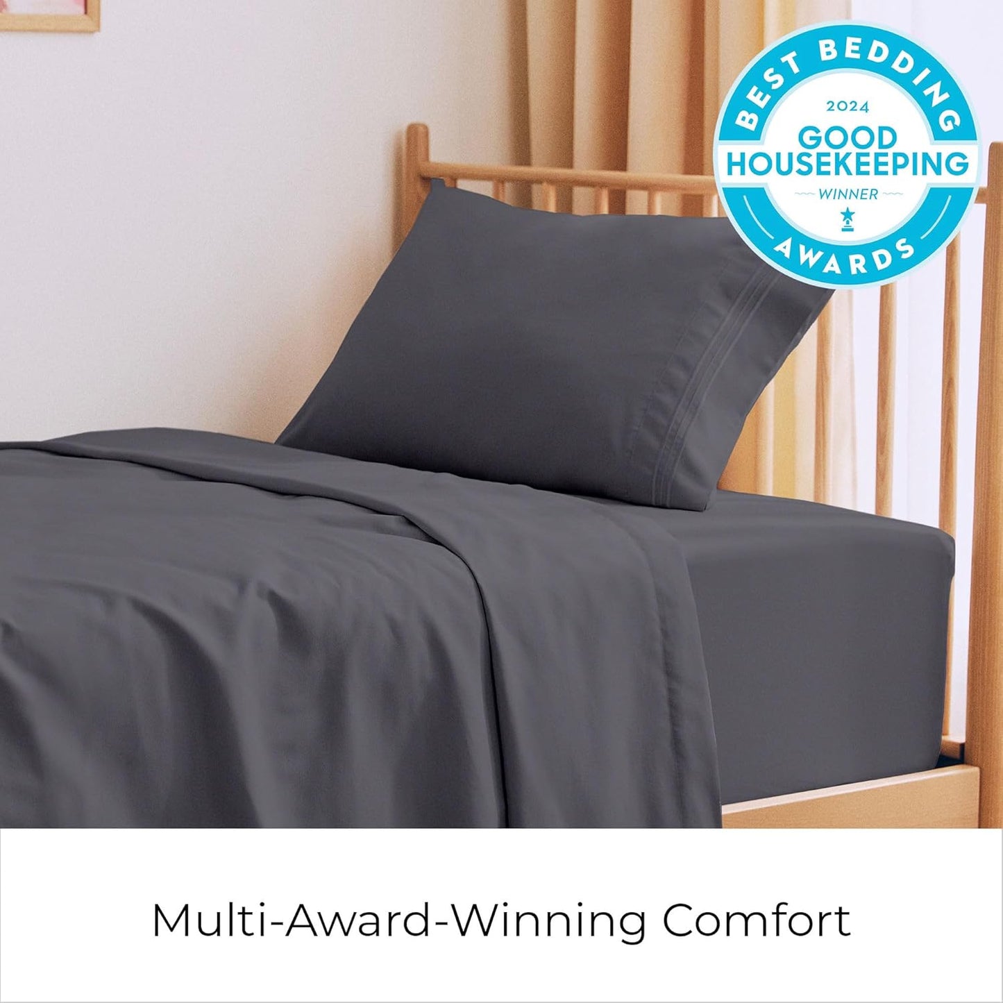 Mellanni Twin Sheets Set - 3 PC Iconic Collection Bedding - Hotel Luxury, Extra Soft, Cooling Bed Sheets - Wrinkle, Fade, Stain Resistant (Twin, Charcoal)