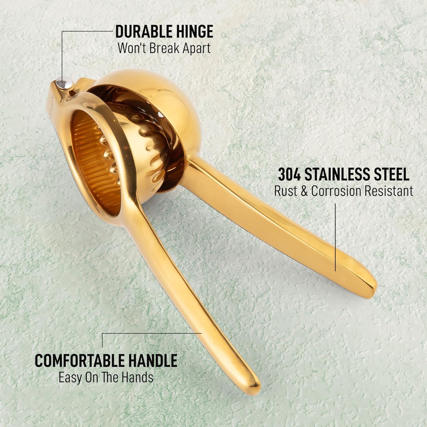 Zulay Kitchen Lemon Squeezer Stainless Steel - Premium Quality, Heavy Duty Solid Metal Squeezer Bowl - Large Manual Citrus Press Juicer and Lime Squeezer Stainless Steel - Gold