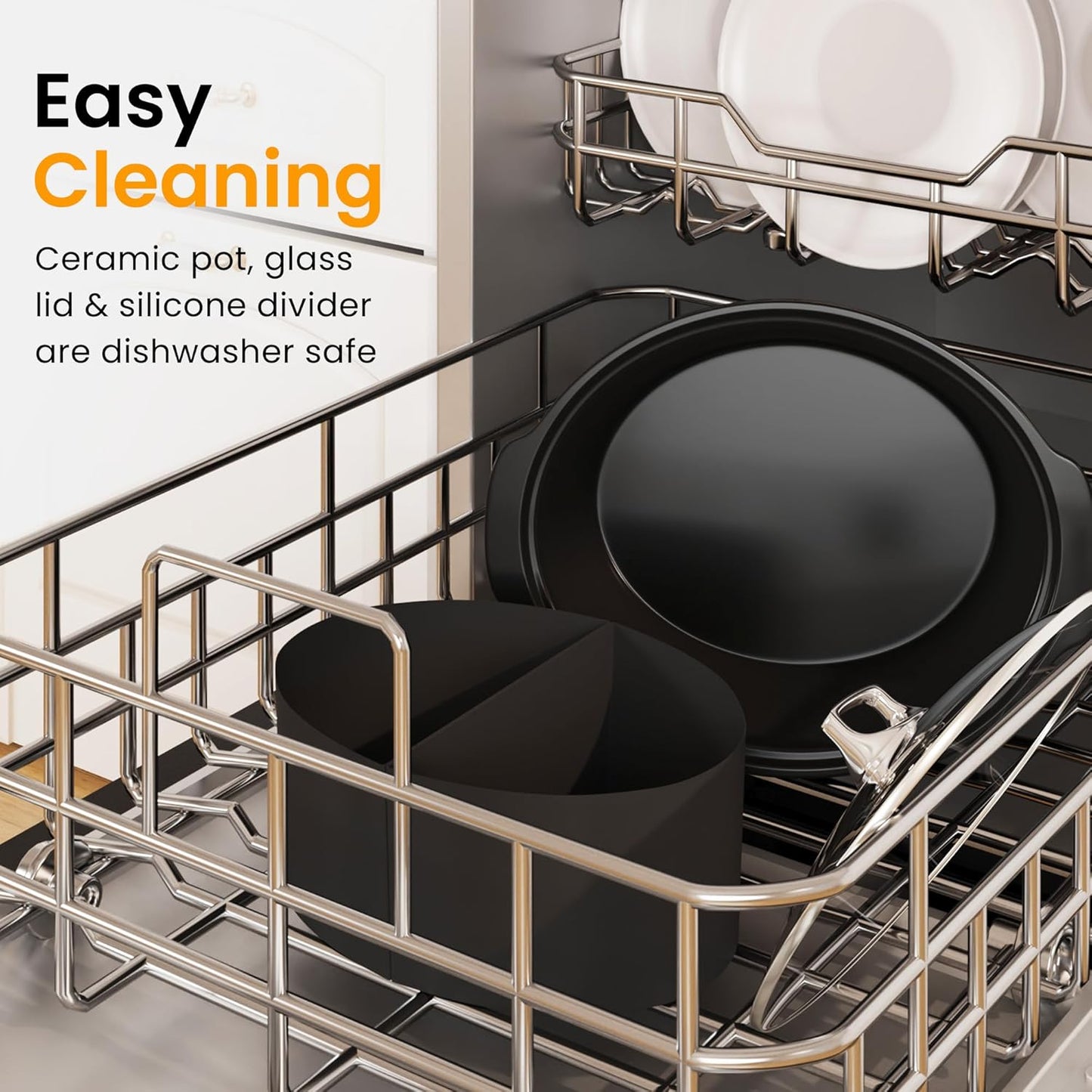 Sunvivi 6 Quart Programmable Slow Cooker with 2 in 1 Silicone Liners, Multi-Cooker Food Warmer with Digital Timer, Adjustable Tempature Control, Dishwasher Safe Parts, Silver