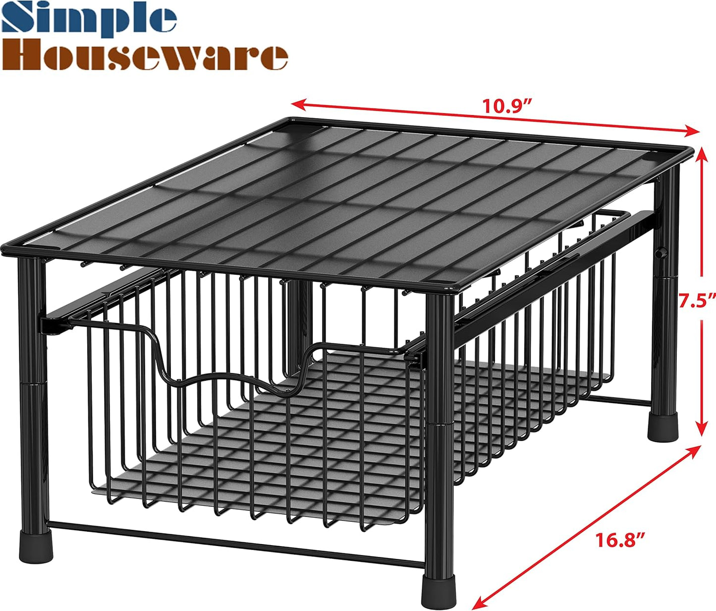 Simple Houseware Stackable Basket Drawer, Black