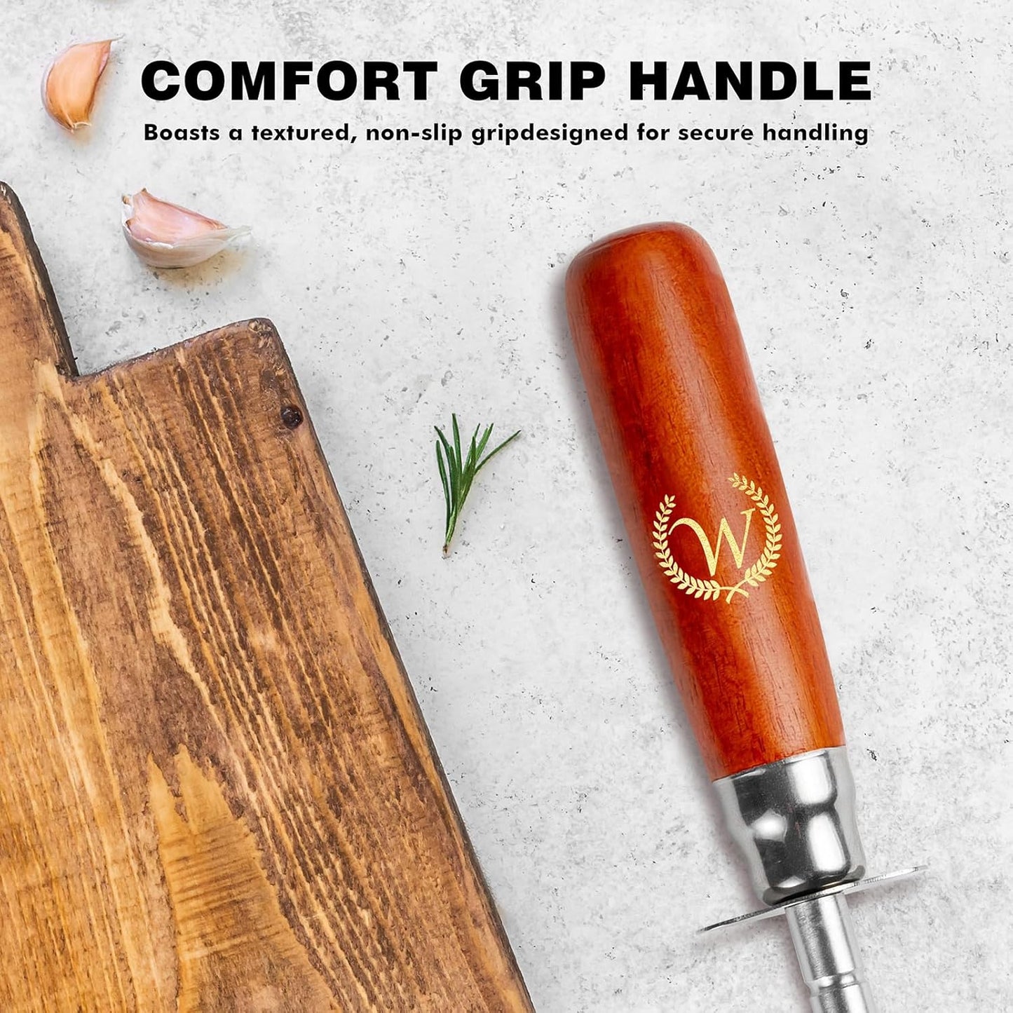 Knife Sharpener Rod, Kitchen Knives Sharpener Carbon Steel Professional Knife Sharpening Steel, Honing Rod with Hanging Holes (13 inches), W