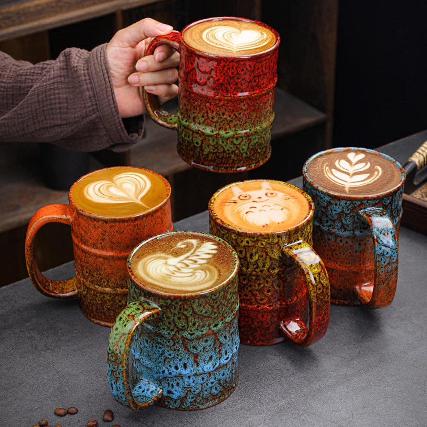 Coffee Mug,20 Oz Coffee Cups Ceramic Tea Cup Large Coffee Mug for Office and Home - Dishwasher and Microwave Safe Novelty Coffee Mugs, 1pcs. (multicolour-4pcs)