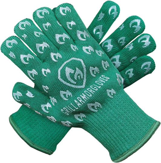 Glow in The Dark BBQ Gloves 932°F Extreme Heat & Cut Resistant Oven Mitts with Fingers – Cooking, Grilling, Baking – Accessory for Smoker, Cast Iron, Fire Pit, Camping, Fireplace