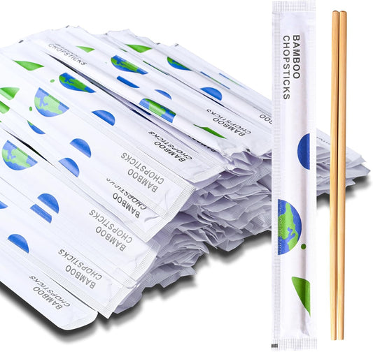 VIWIK 100 Pairs Premium Disposable Chopsticks - Individually Wrapped Natural Bamboo Reusable Chopstick - Japanese Korea Wooden Chop sticks, Portable Individually Wrapped chopsticks, 9 Inch