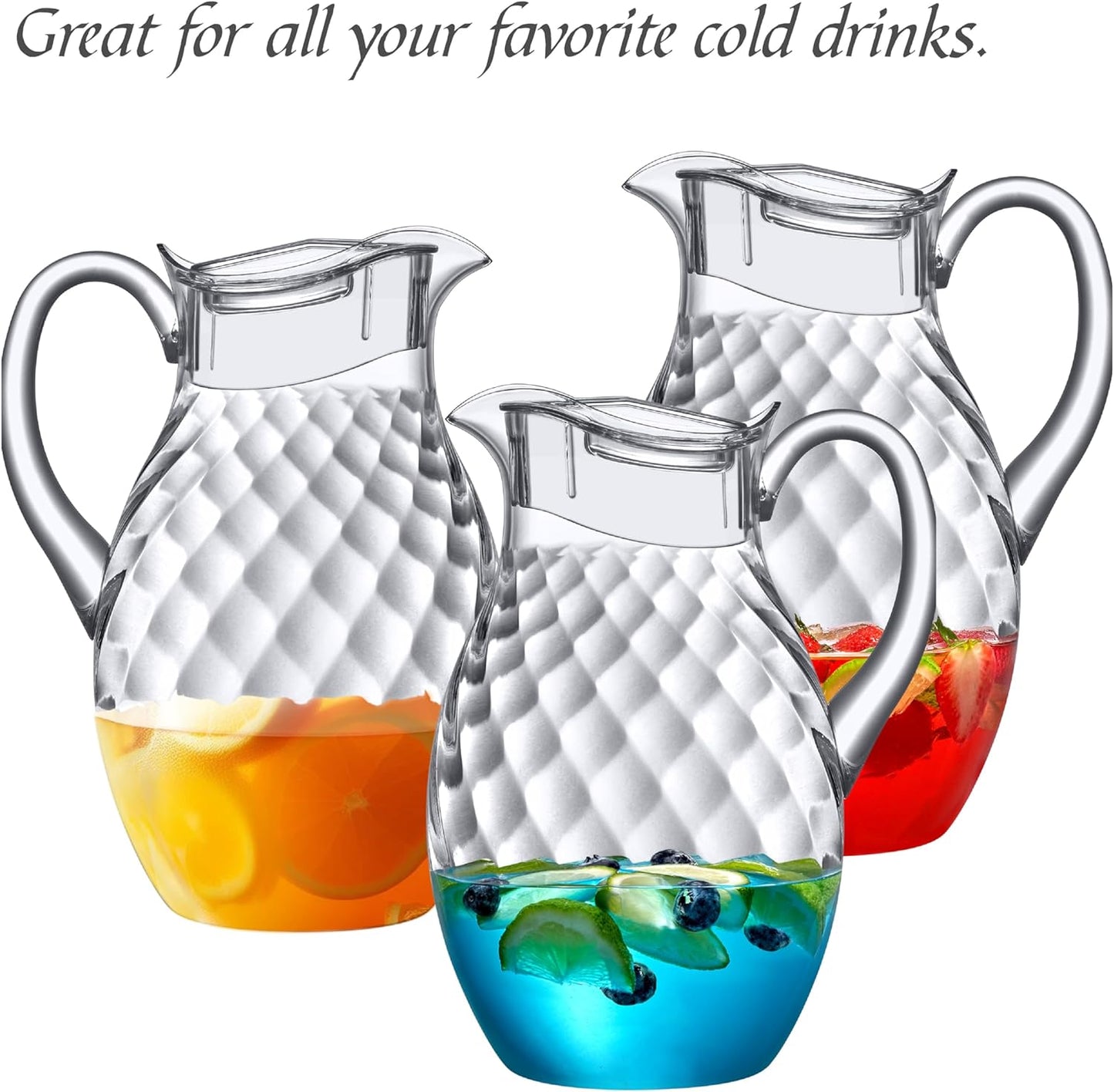 Amazing Abby - Bubbly Whirly Grand - Plastic Pitcher (96 oz, 3 Quart), Clear Water Pitcher with Lid, Fridge Jug, BPA-Free, Shatter-Proof, Great for Iced Tea, Sangria, Lemonade, Juice, Milk, and More