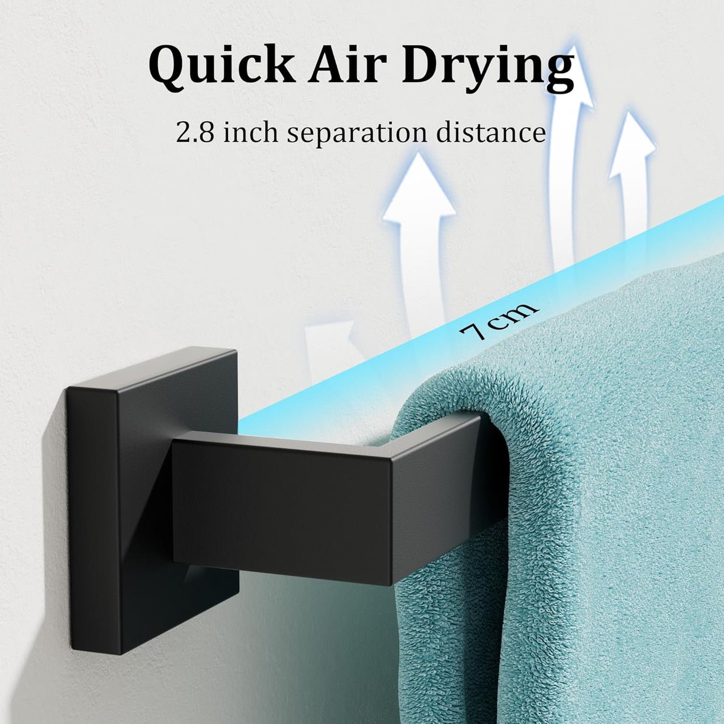 Alise Black Towel Bars,11.82 Inch Towel Holder Towel Racks for Bathroom and Lavatory,SUS304 Stainless Steel Hand Towel Hanger Rail Wall Mount,Useable Length 10.04 Inch Towel Bar, GYT030-B