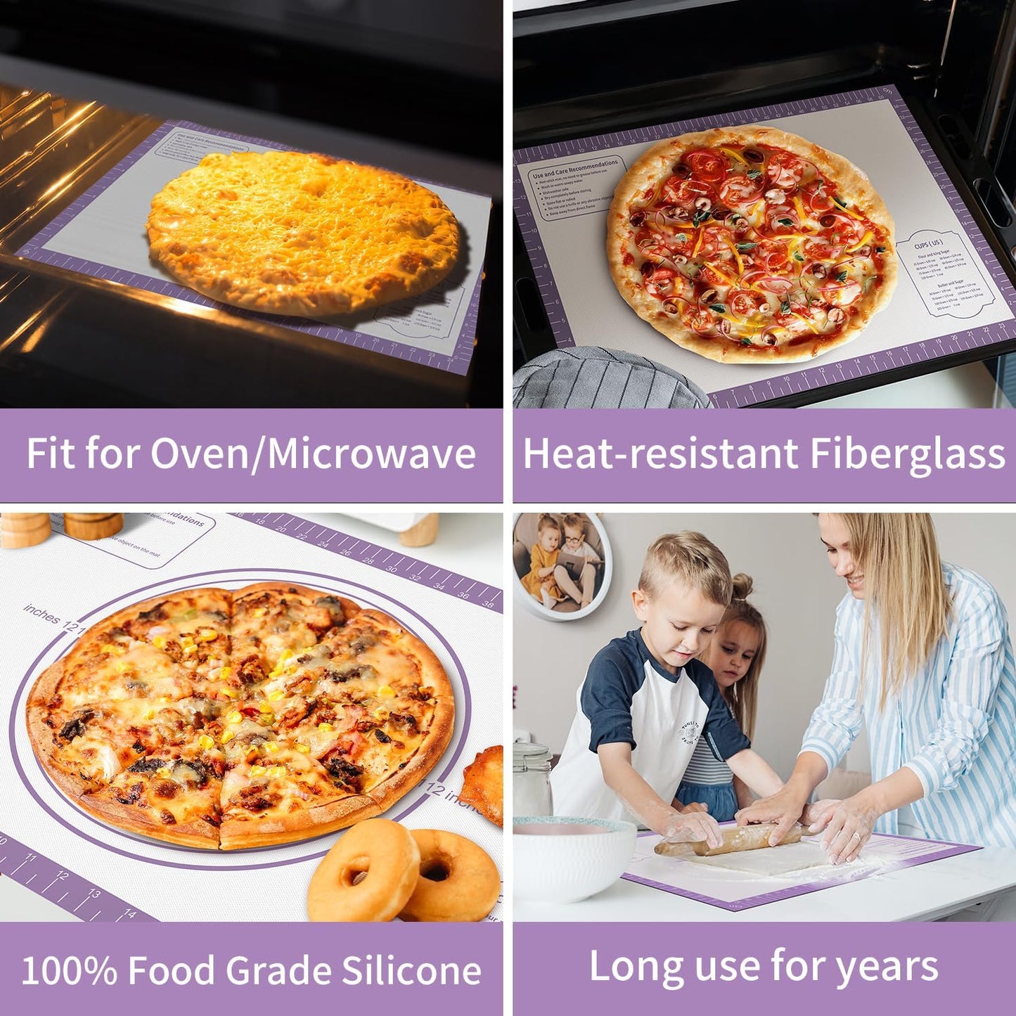 Silicone Mat for Baking, Non Stick Silicone Pastry Mat for Dough Pie Crust, Rolling Mats for Making Cookies Macarons Bread, Easy to Clean& Store