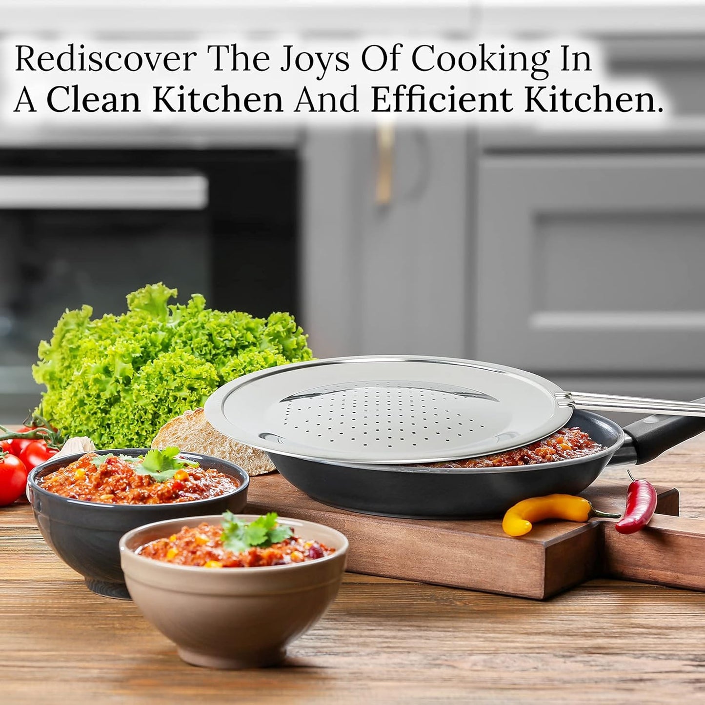 LUCETE Stainless Steel Splatter Screen 12.6" – Hot Grease Splatter Screen for Frying Pan - Oil Splash Guard - Protect your Skin from Burn & Keep Your Kitchen Cleaner (12.6 inch)