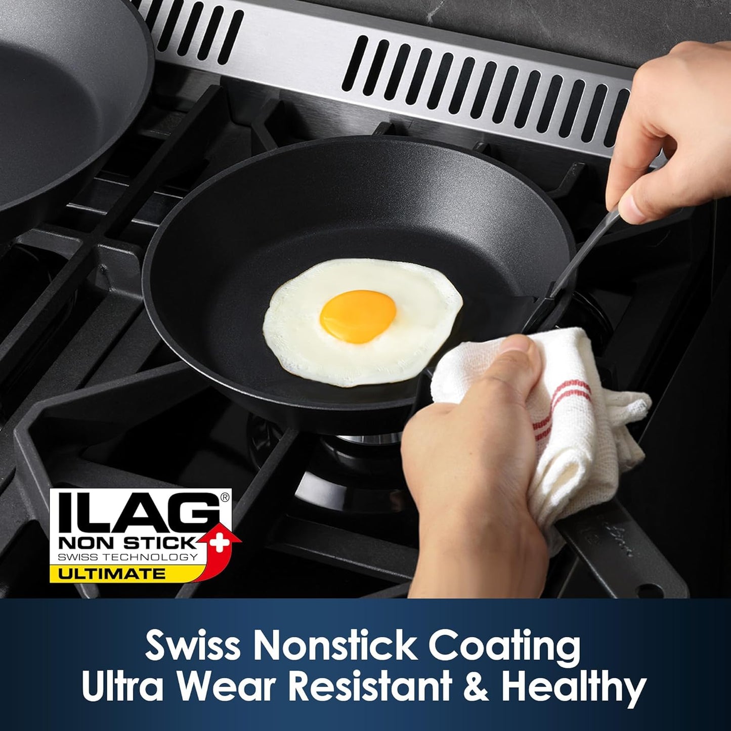 SENSARTE Nonstick Frying Pan Set 2-Piece, Oven Safe Skillets with Swiss Coating, Induction Compatible Chef Pan Set, Dishwasher Safe Cooking Pans, PFOA PFOS Free, 10 and 12 Inch