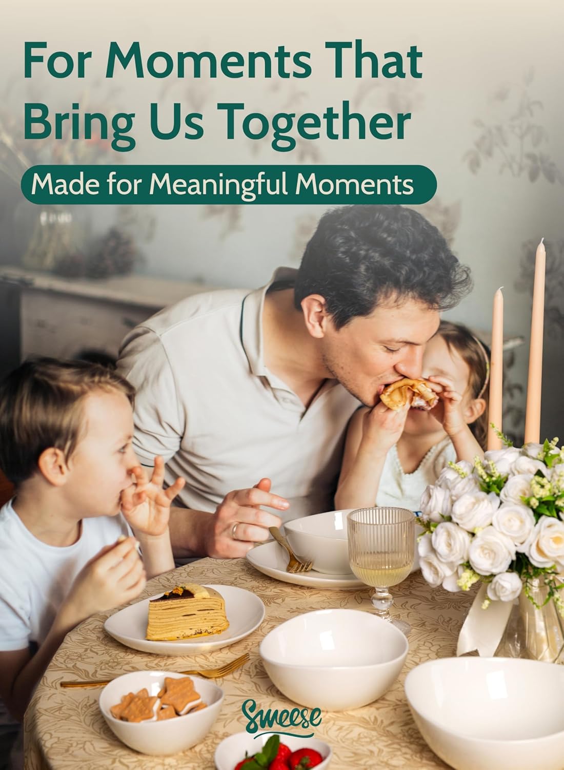 Sweese Porcelain Bowls Set - 6 Inch, 18 oz, White, for Soup, Cereal, Fruit, Rice, Set of 6 - Microwave, Dishwasher, Oven Safe