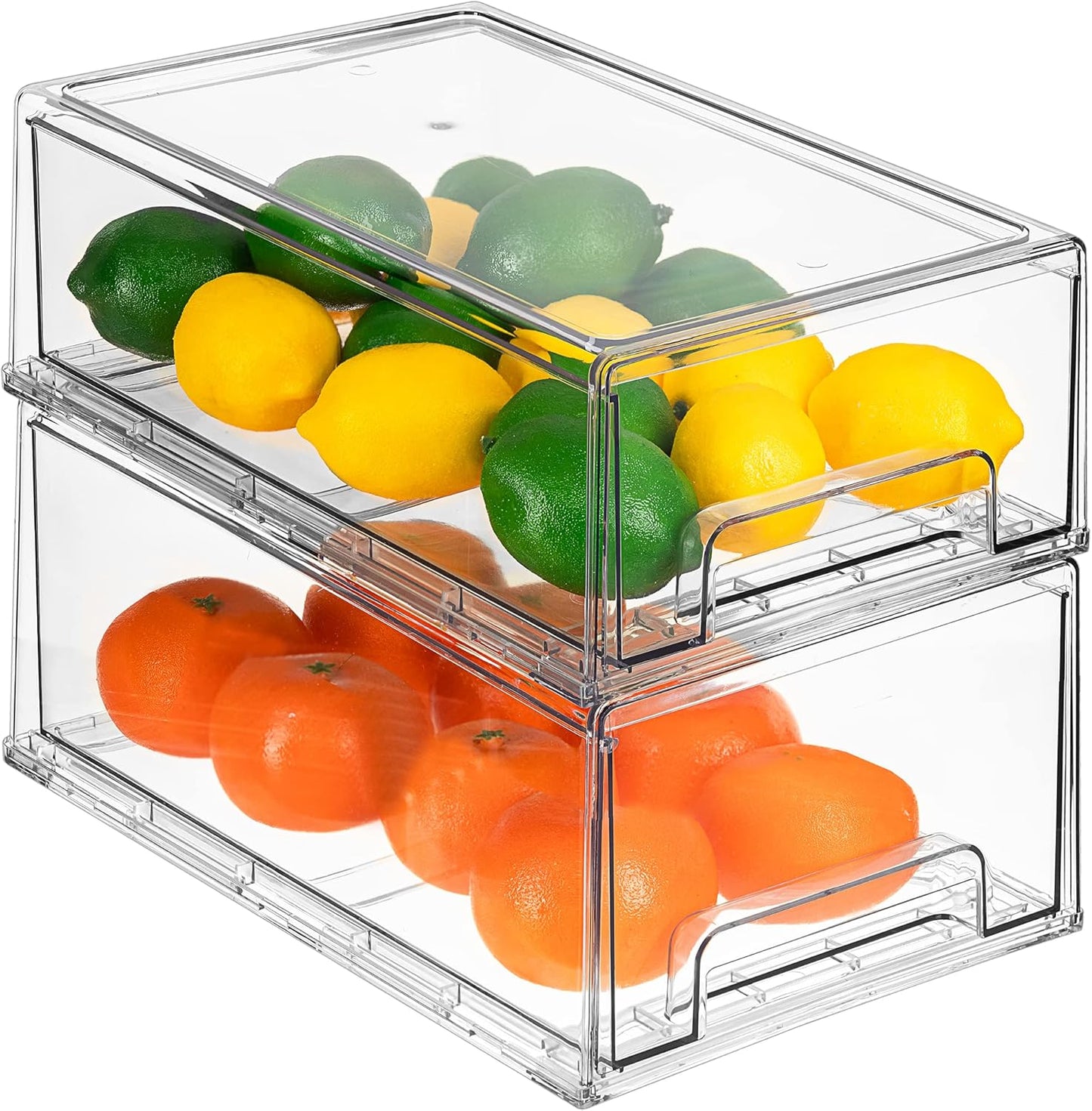 Sorbus Medium Clear Storage Drawers (4 Pack) – Stackable Organizer Drawers for Pantry, Kitchen, and Fridge – Pull-Out Acrylic Storage Bins with Handles