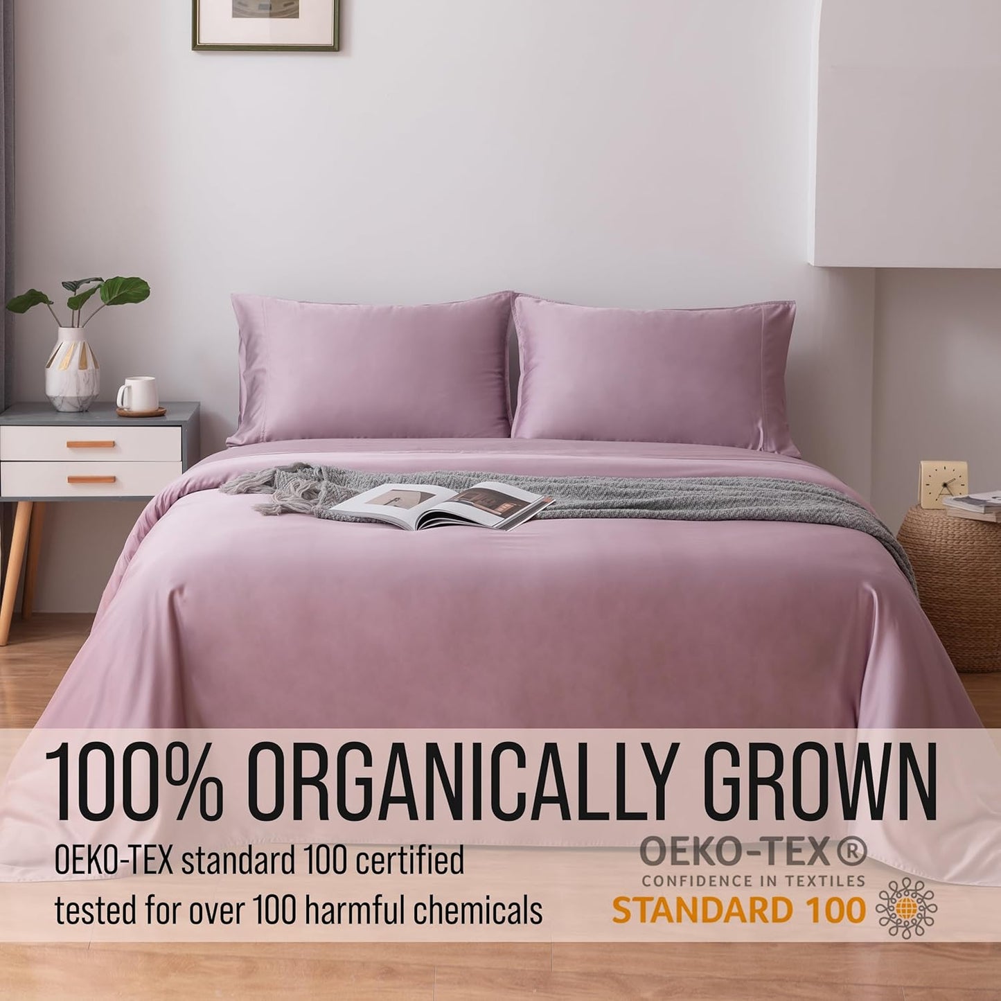 Bella Coterie Luxury Bamboo Viscose King Size Sheet Set | 100% Organically Grown | Ultra Soft | Cooling for Hot Sleepers | 18" Deep Pocket [Lilac]