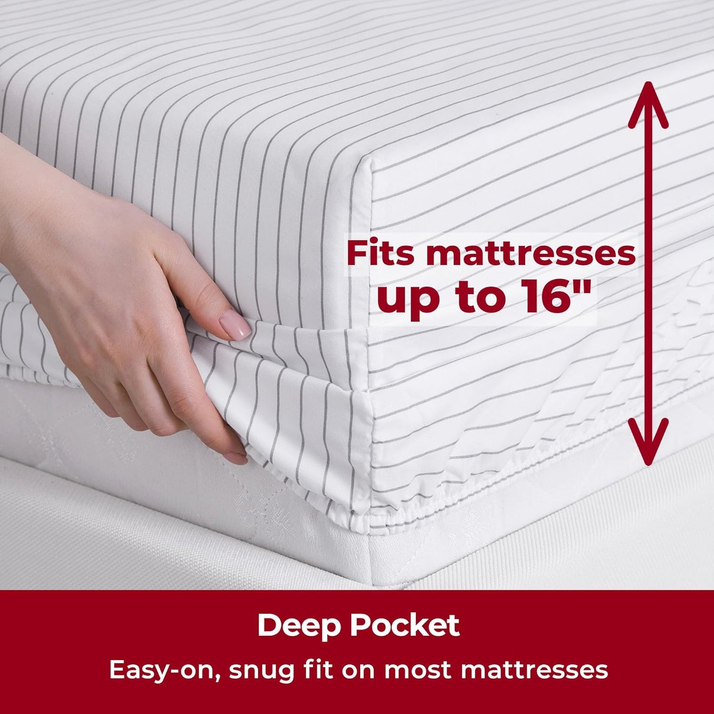 Mellanni Full Sheets Set - 4 PC Iconic Collection Bedding - Hotel Luxury, Extra Soft, Cooling Bed Sheets - Wrinkle, Fade, Stain Resistant (Full, Pin Stripe Gray)