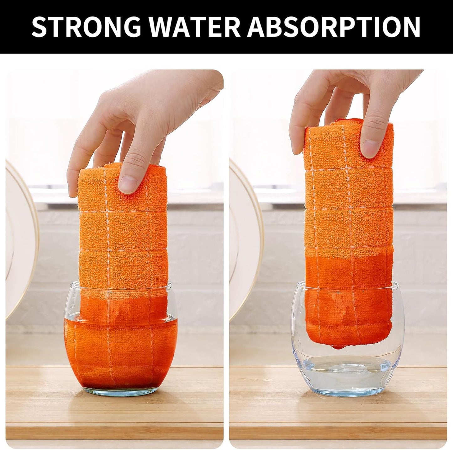 Homaxy 100% Cotton Terry Kitchen Dish Cloths, Ultra Soft and Absorbent Dish Towels for Kitchen, Perfect for Drying and Washing Dishes, 6 Pack, 12 x 12 Inches, Orange