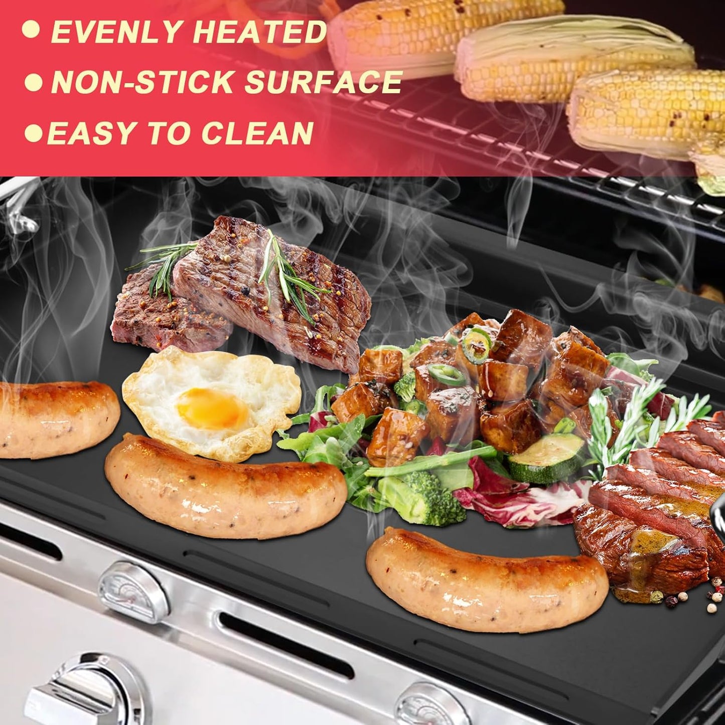 Full-Size Griddle Inserts for Charbroil Performance 2 Burner 463251414 463660421 463630422 463655621, Flat Top Griddle for Char-Broil 463343015 463622514 463631410 463251414 G460-0500-W1 G430-0016-W1