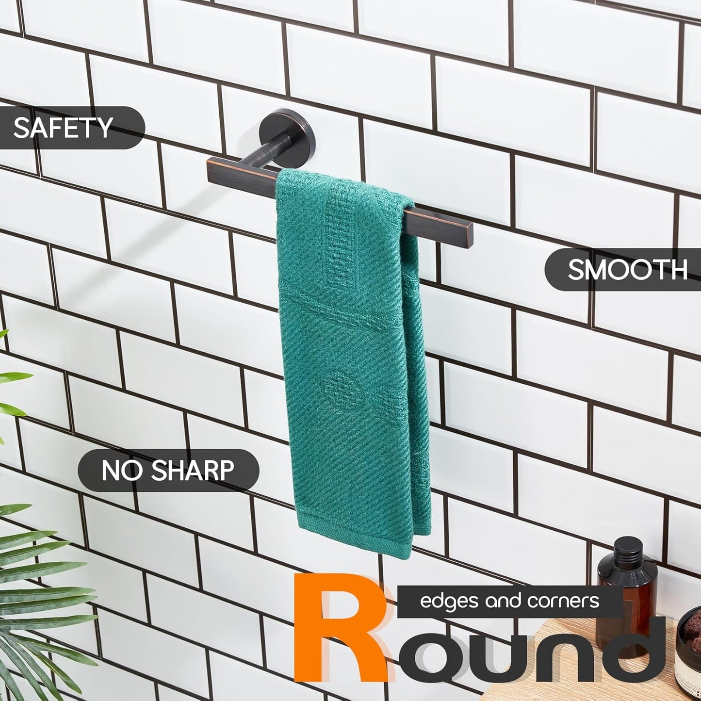 Bath Towel Rings Bathroom Towel Holder Modern Small Hand Towel Bars Stainless Steel Wall Mounted Oil Rubbed Bronze AN3001ORB