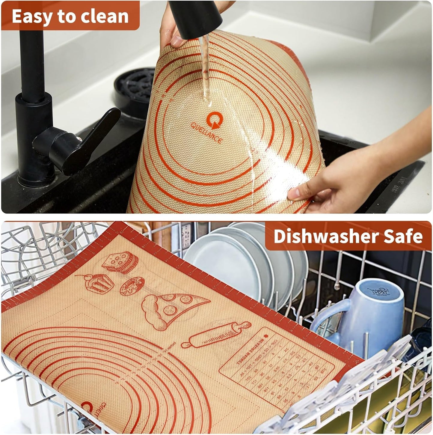 Silicone Baking Pastry Dough Mat - 28x20Inch Extra Large Cookie Bread Rolling Mats Sheet, Nonstick Kitchen Counter Kneading Board, Thick Reusable Pie Cookies Pizza Fondant Making Matt with Measurement