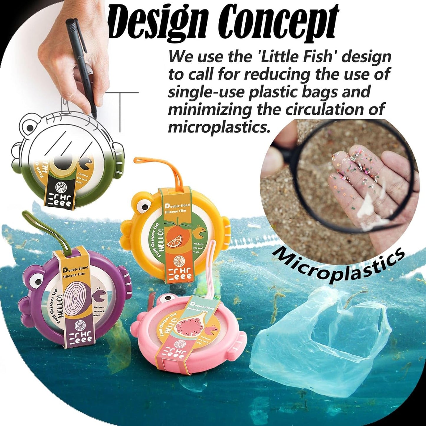 Food Storage Containers for Avocado & Onion – 4-Pack Reusable Fridge Keepers – Fish-Shaped Design for Tomato, Lemon, Garlic – Help Reduce Waste