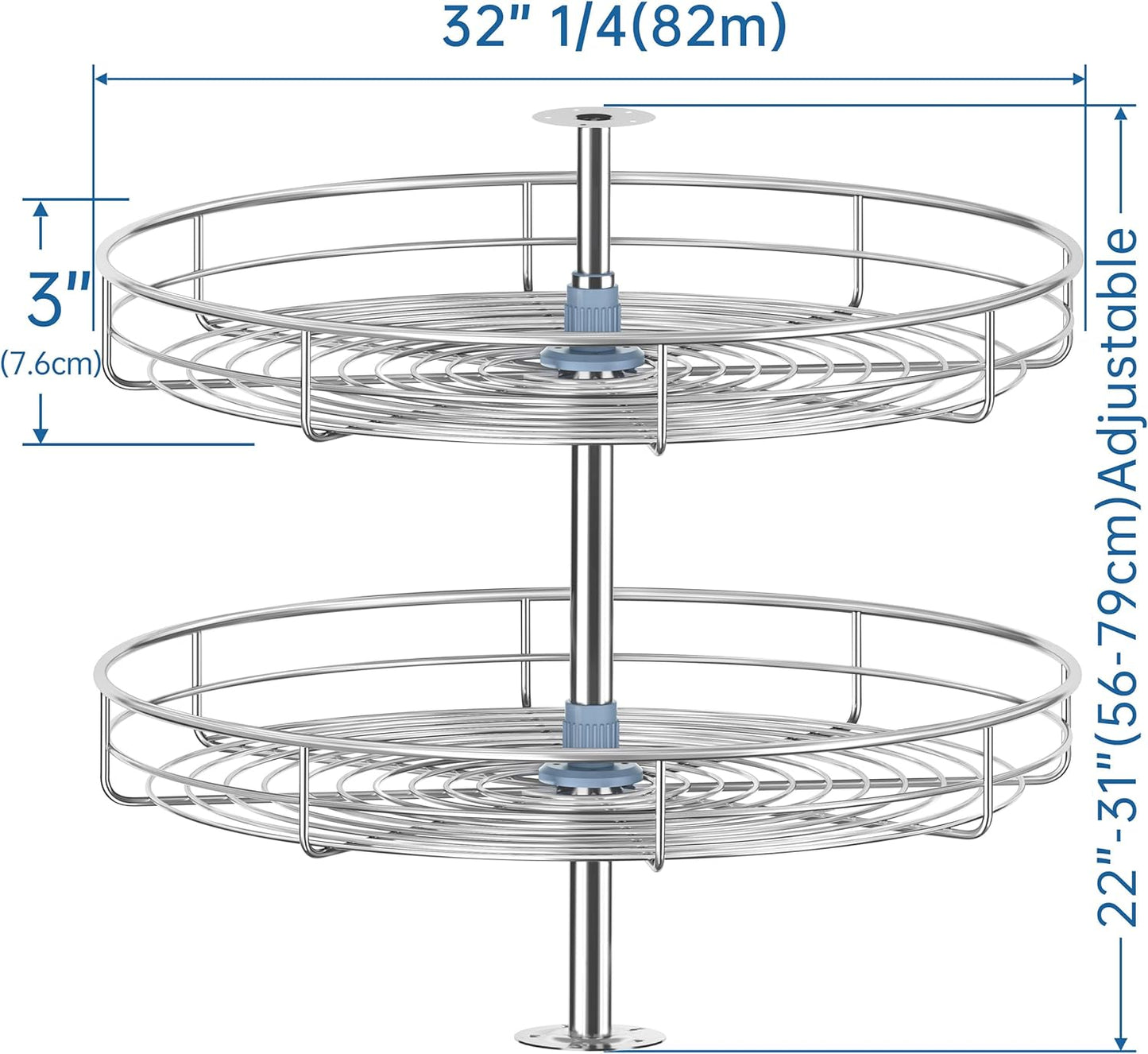 32 1/4" Lazy Susan Turntable for Cabinet, Full Circle Corner Cabinet Lazy Susan Replacement Shelves, Suitable for Minimum Cabinet Size 36 inches, Rotating Rack for Corner Base