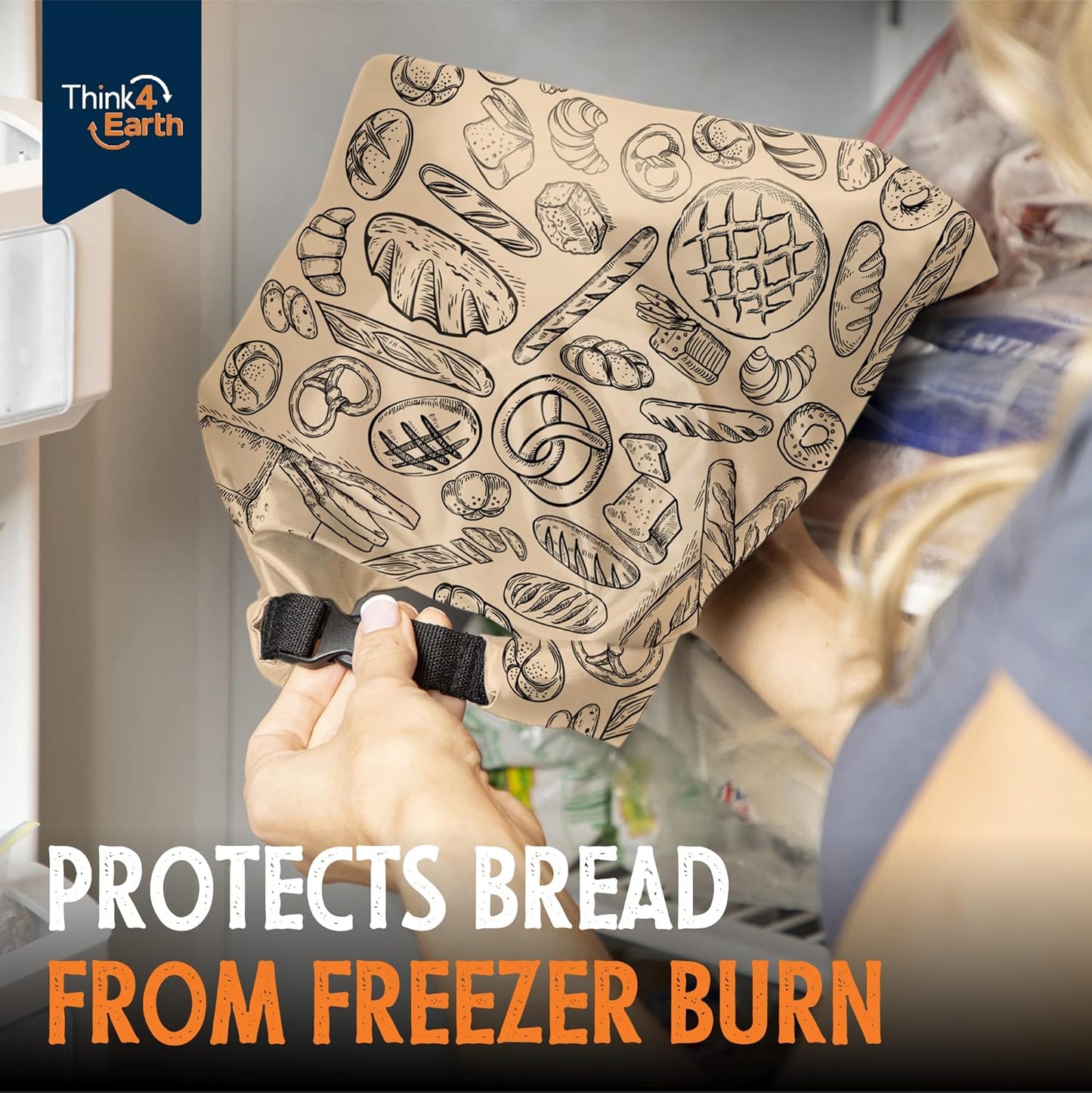 THINK4EARTH® Premium Brown Reusable Bread Bags for Homemade Bread – Durable & Washable (2 Pack)