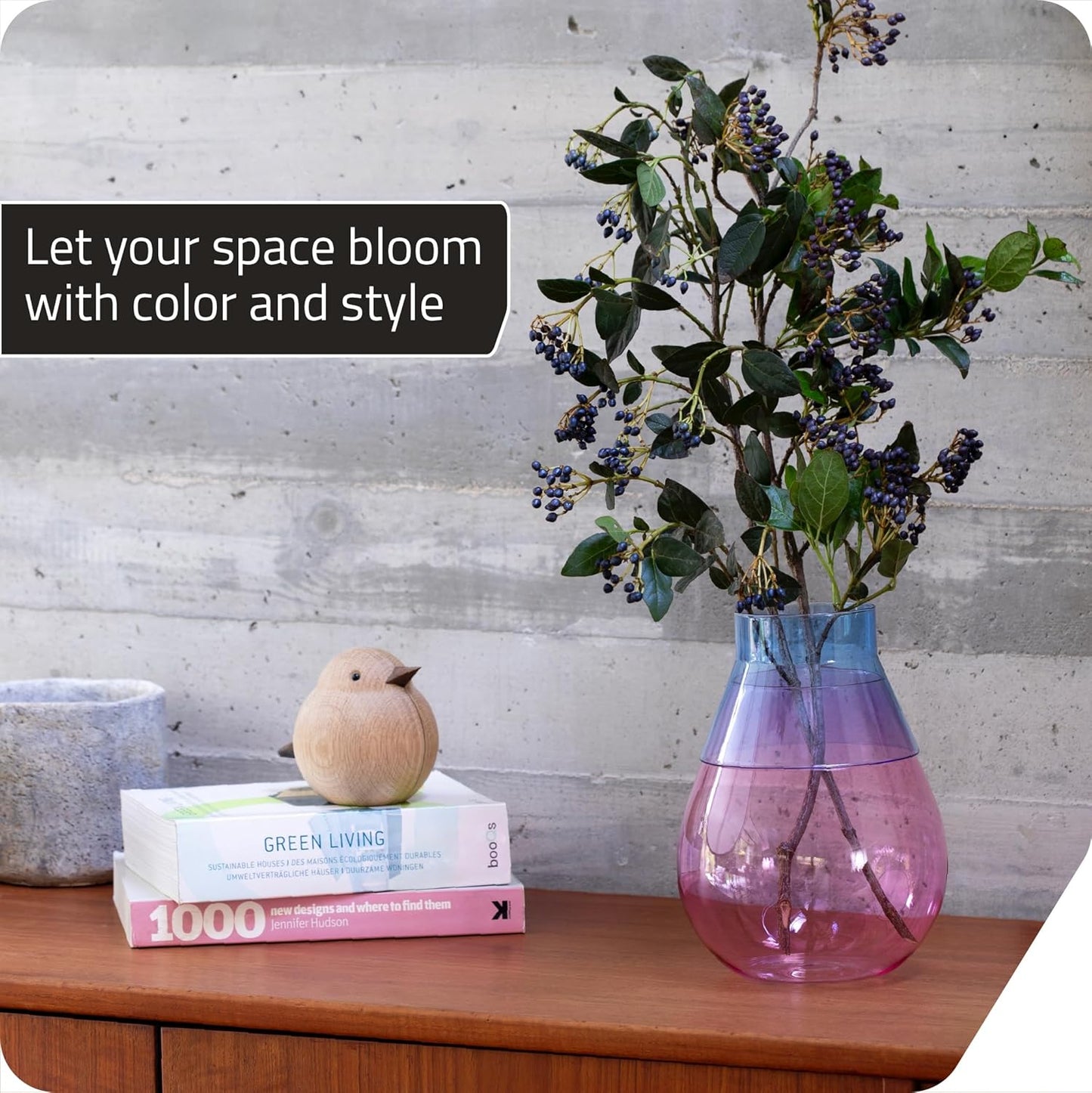 Peleg Design Twotone Home Décor in 3 Colors - Round Glass Vase for Flower Bouquets - Decorative Vase with Flippable Top - Glass Vases for Centerpieces
