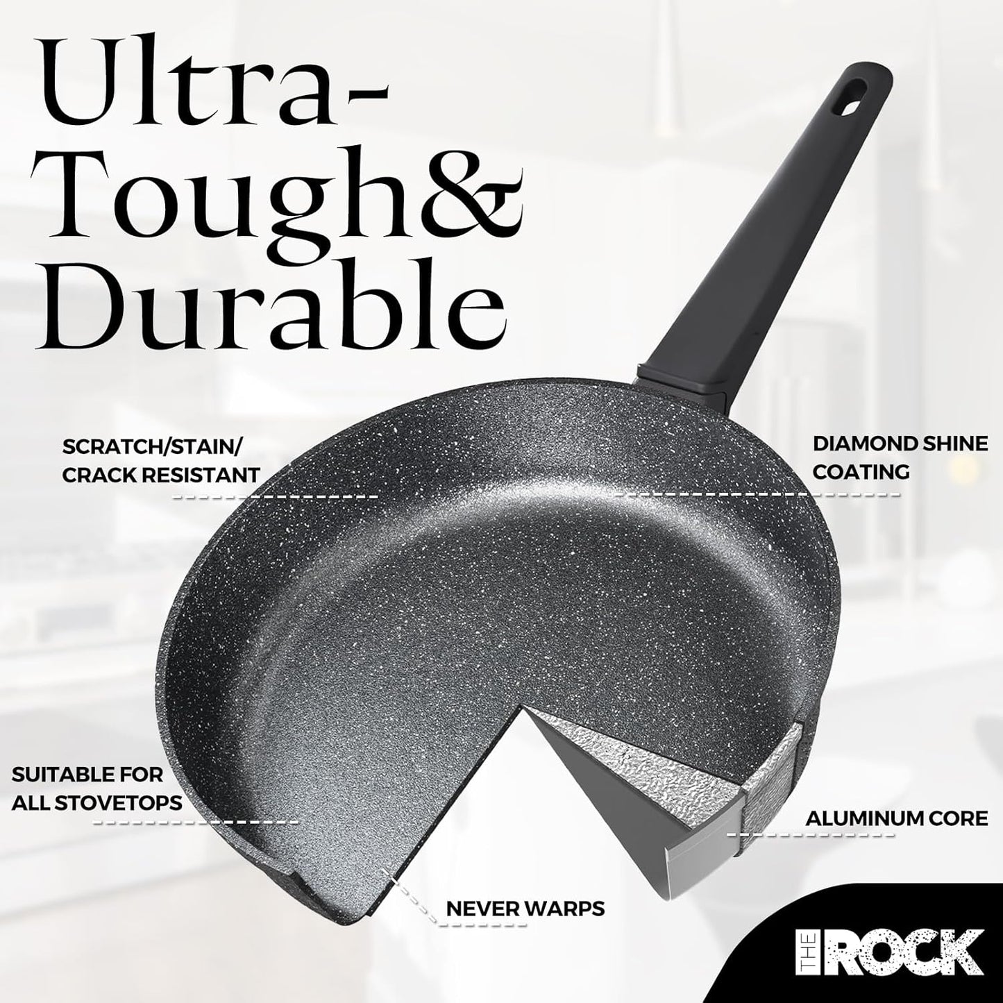 THE ROCK SOHO Nonstick Saucepan with Lid, 2 Quarts Small Pot with PPG Quantum2 Coating – Durable for Urban Kitchens, Nothing Sticks, Never Warps, Lasts Longer, Induction Compatible, PFOA-Free, Black