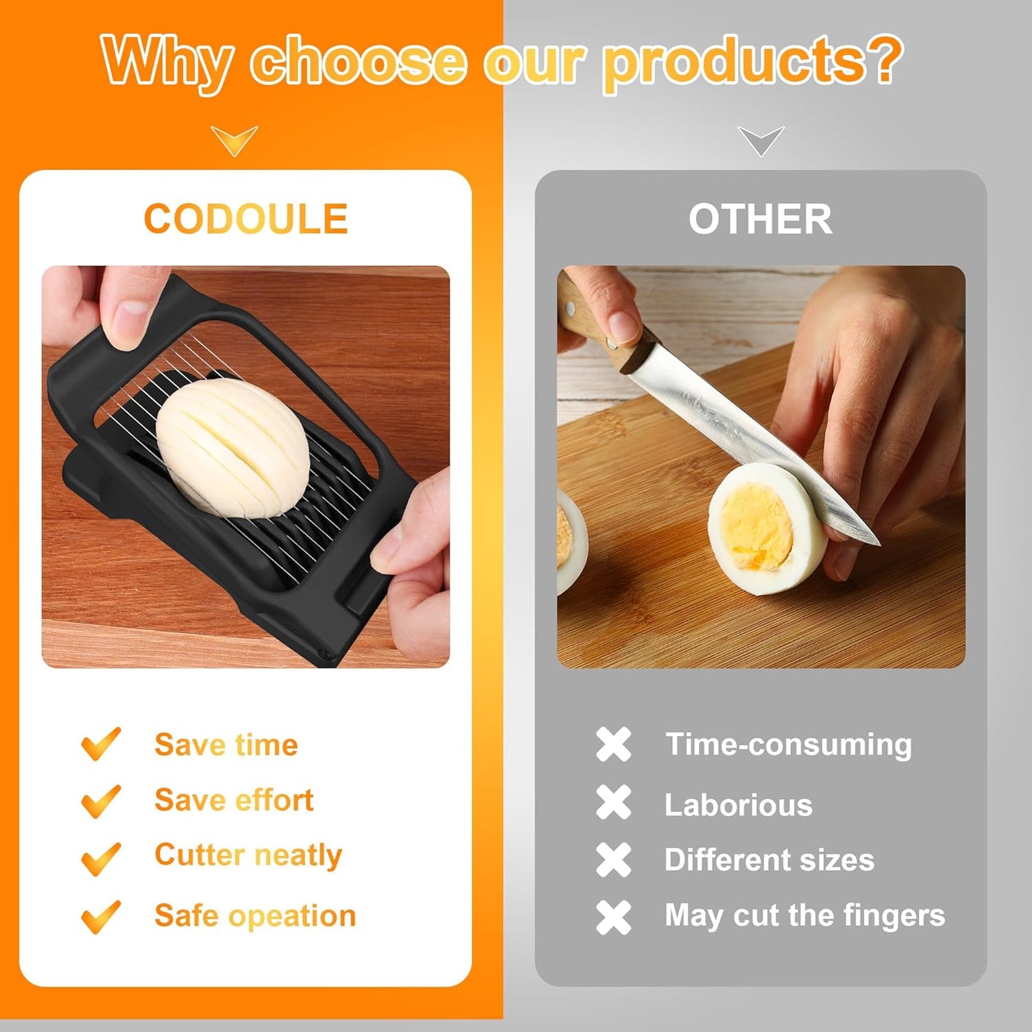 Egg Slicer for Hard Boiled Eggs Egg Cutter Strawberry Slicer (Black)