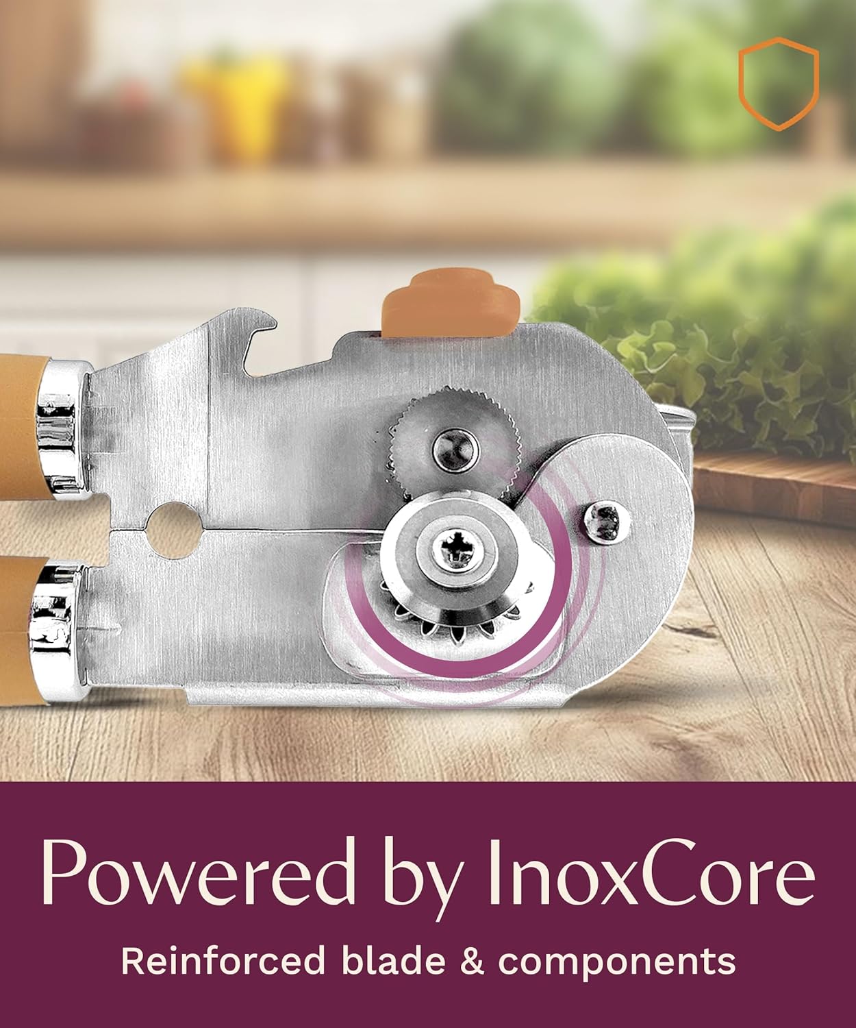 Premium Multifunctional Magnetic Manual Can Opener and Bottle Opener, Heavy Duty Stainless Steel Sharp Cutting Blade and Oversized Easy Turn Knob, Soft-Touch Handle, Kitchen Use, Orange