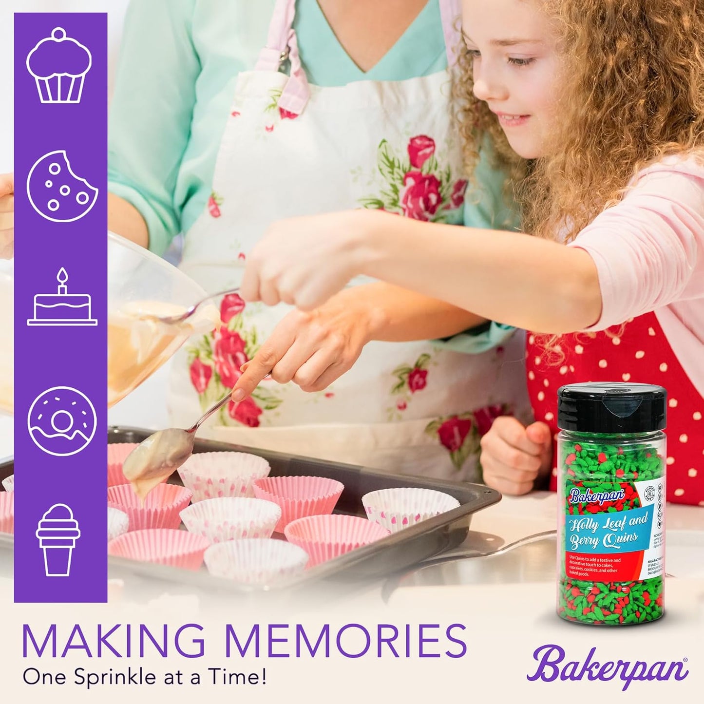 Bakerpan Quins Sprinkles for Cake Decorating - Snowflake Sprinkles 3.5 Ounces - Snowflake Confetti Edible Quins for Cupcakes, Ice Cream (Made in USA)