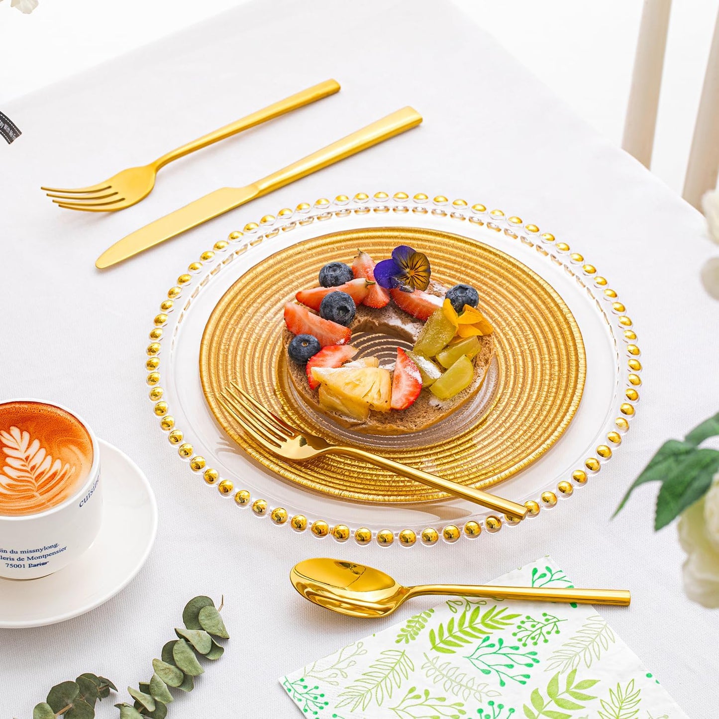 KINGSTONE Gold Silverware Set, 40-Piece Forged Flatware Set Cutlery Set Premium Stainless Steel, Service for 8, for Kitchen, Home, Wedding, Party, Mirror Polished Dishwasher Safe