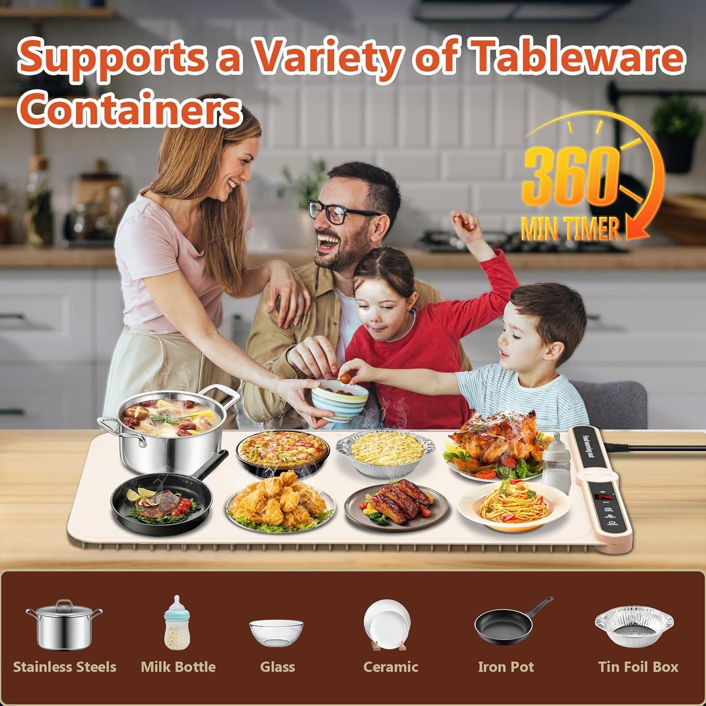 Warming Mat for Food Extra Large - Food Warming Mat, 31.7"x15" Heating Mat for Food with 9 Temperature Settings and 6H Timer, Full Surface Heating Warming Tray for Parties Daily Use(Beige)