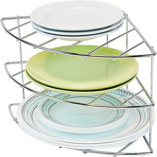 Deco Brothers 3-Tier Counter and Cabinet Corner Shelf Organizer, Chrome