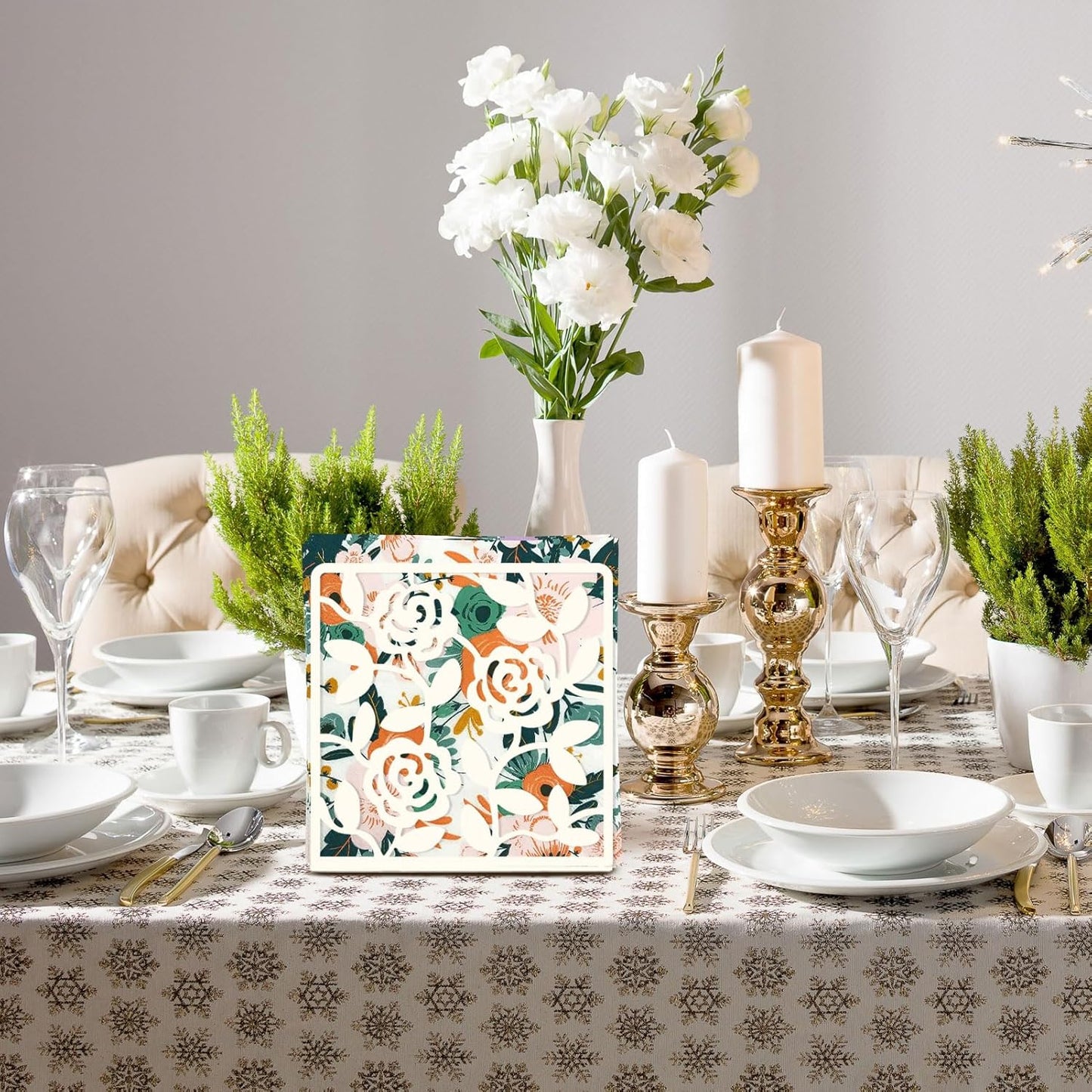 Resama Coffee Filter Paper Holder - Stylish Organizer with Rose Vine Pattern for Kitchen, Cafe, and Office - Decorative Storage Container in White - Perfect for Home, Dining Room, and Outdoor Use