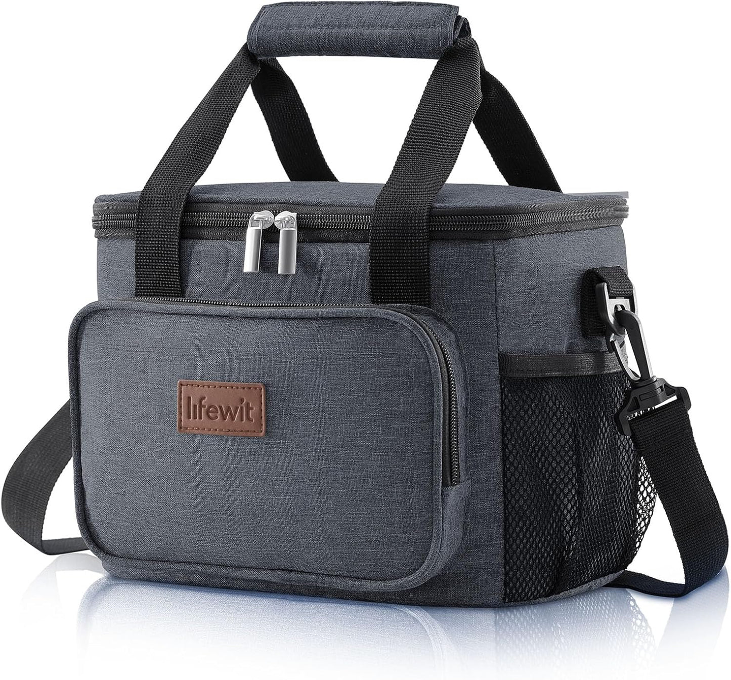 Lifewit Medium Lunch Bag Insulated Lunch Box Soft Cooler Cooling Tote for Adult Men Women, Dark Gray 12-Can (9L)