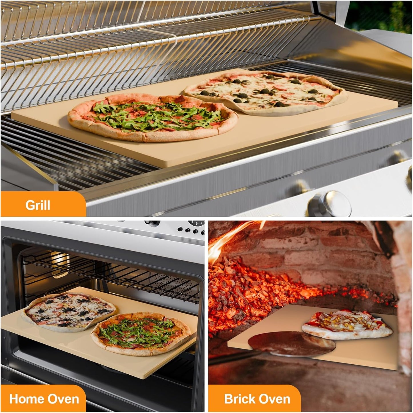 Extra Large Pizza Stone 22 Inch, Rectangular Pizza Grilling/Baking Stone 22" x 14", Industrial Commercial Oven Stone, Ideal for Grilling Baking Several Pizzas Bread - Includes Scaper