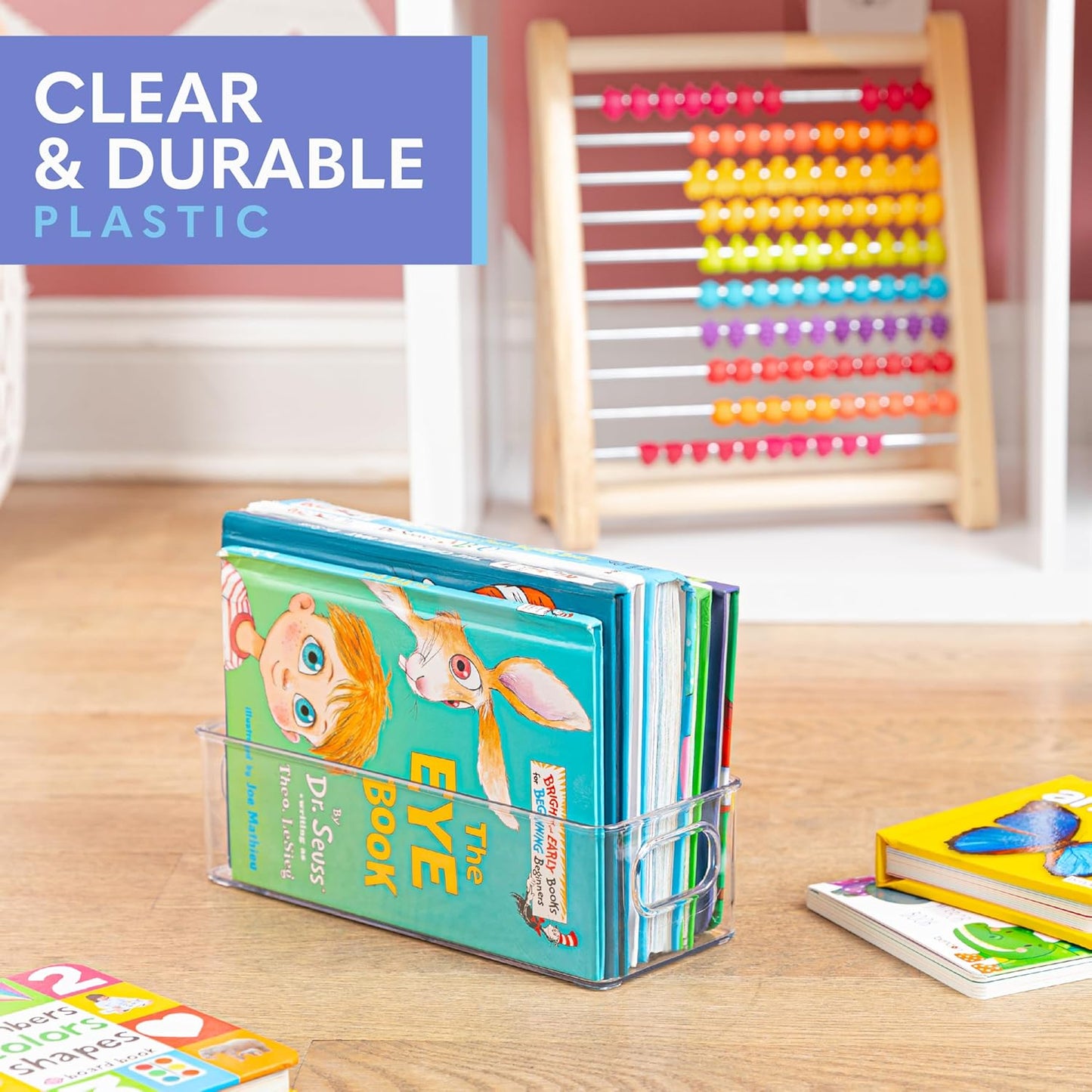 Plastic Food Storage 8 Pack Clear Container Bin with Handles for Organizing Kitchen, Pantry, Fridge, Freezer, Pantry,Bathroom. 10"x4"3"