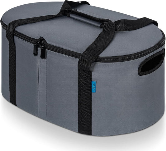 Portable Slow Cooker Travel Bag, Isulated Carrier Case Tote for 4-8 Quart Crock Carrier Compatible with Else Brands, Internal Mesh Net Holds Pot in Place, For Travel, Outdoor, Picnic, Grey