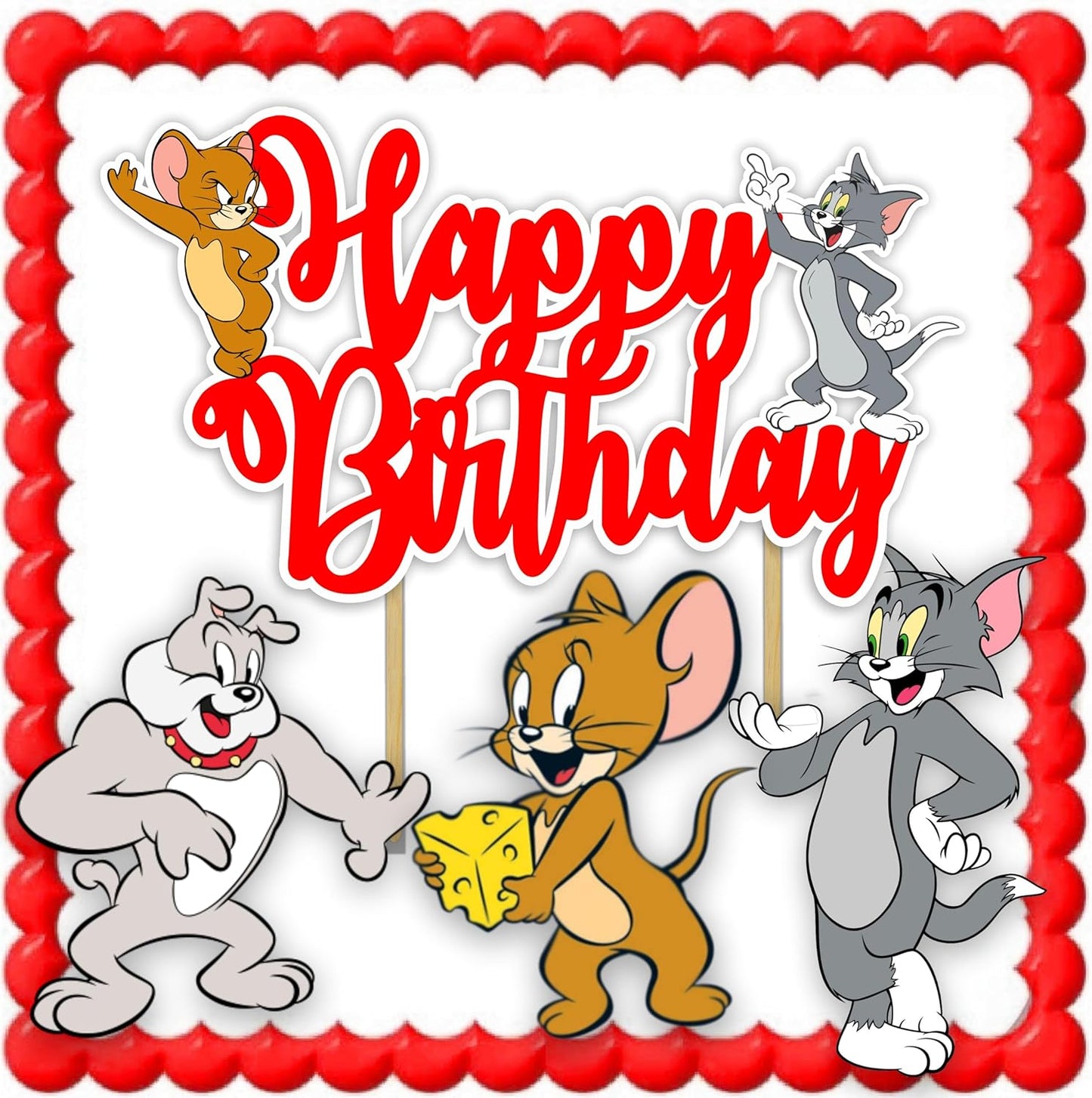 Tom & Jery Happy Birthday Cake Topper