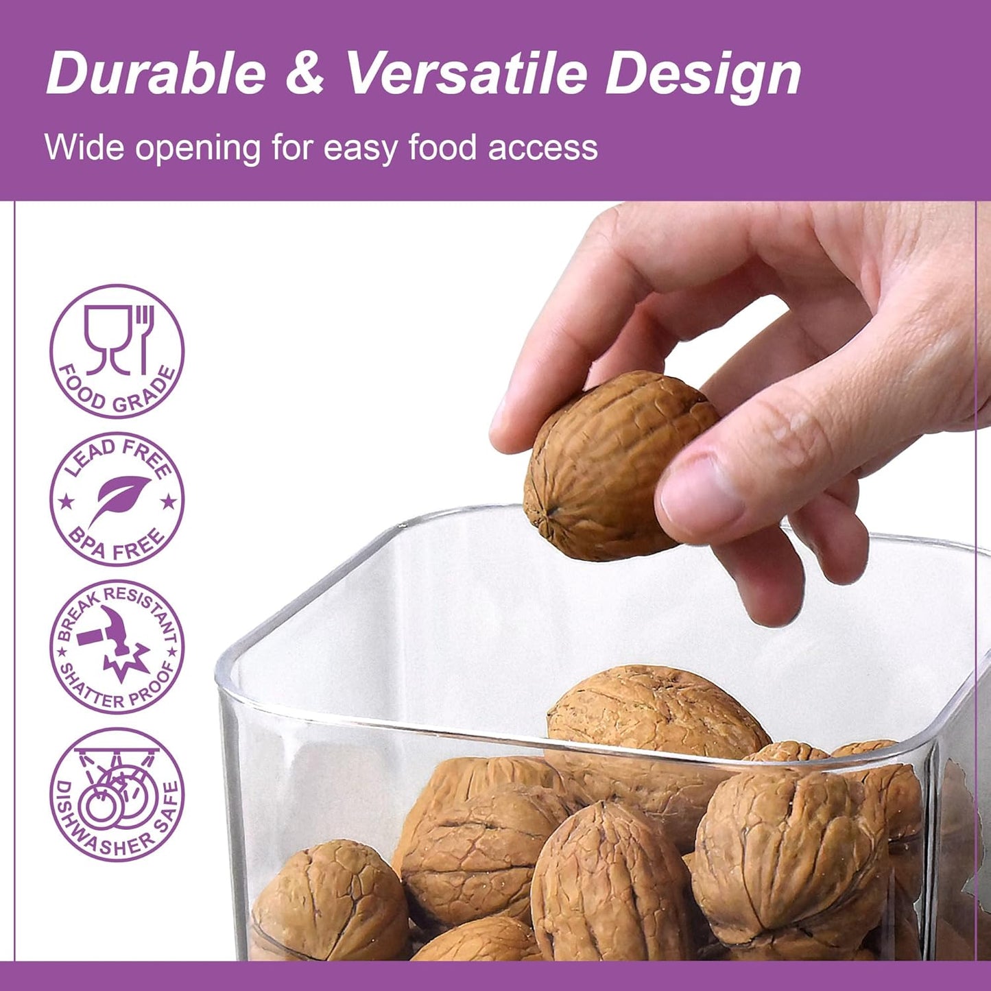 Amazing Abby - Carol - 96-Ounce Acrylic Canister (Set of 3), Plastic Airtight Food Container, Stackable for Pantry Storage, BPA-Free and Shatter-Proof, Perfect for Home and Commercial Use