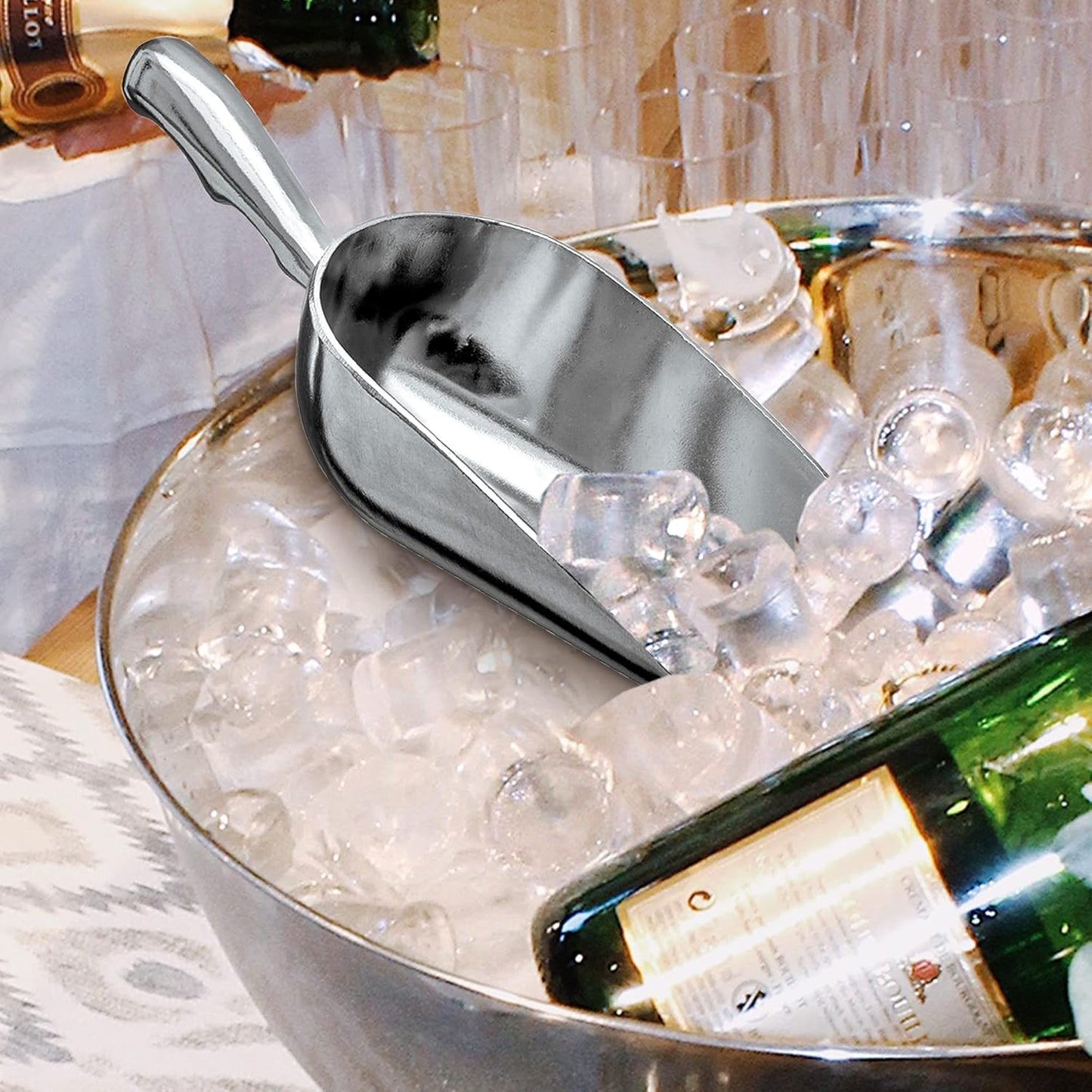 Amazing Abby - Elsa - 24-Ounce Aluminum Ice Scoops (Set of 2), Cast Aluminum Utility Scoops, Food-Grade, Good for Home and Commercial Use, NOT Dishwasher-Safe, Hand-Wash Recommended