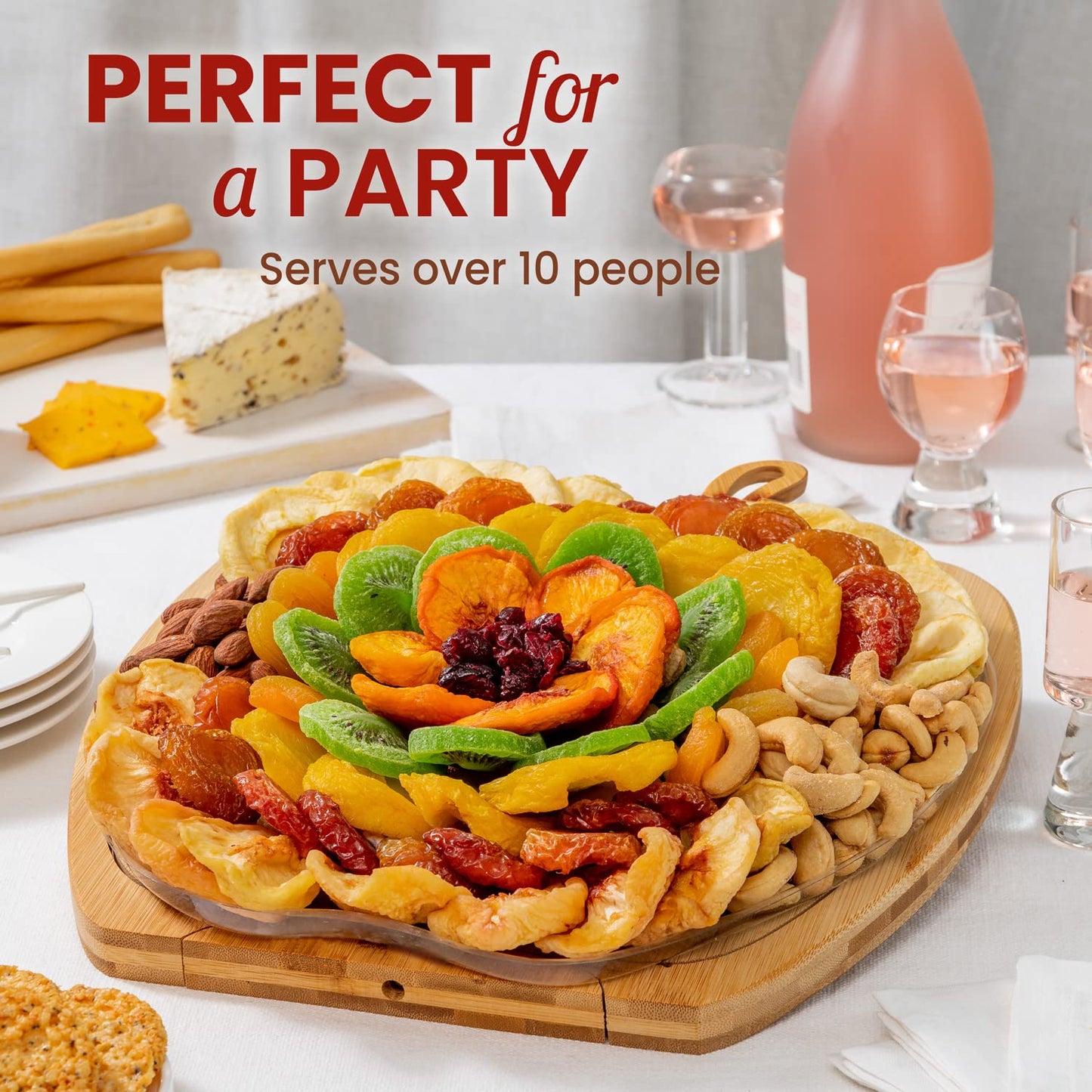 Dried Fruit and Nut Gift Basket, Healthy Assorted Natural Snack Gift Tray, Extra Large Variety Food Tray Party Platter- Easter, Holiday, Birthday, Sympathy, Office, Men, Woman, Him, Her Husband, Wife, Families, Bonnie and Pop