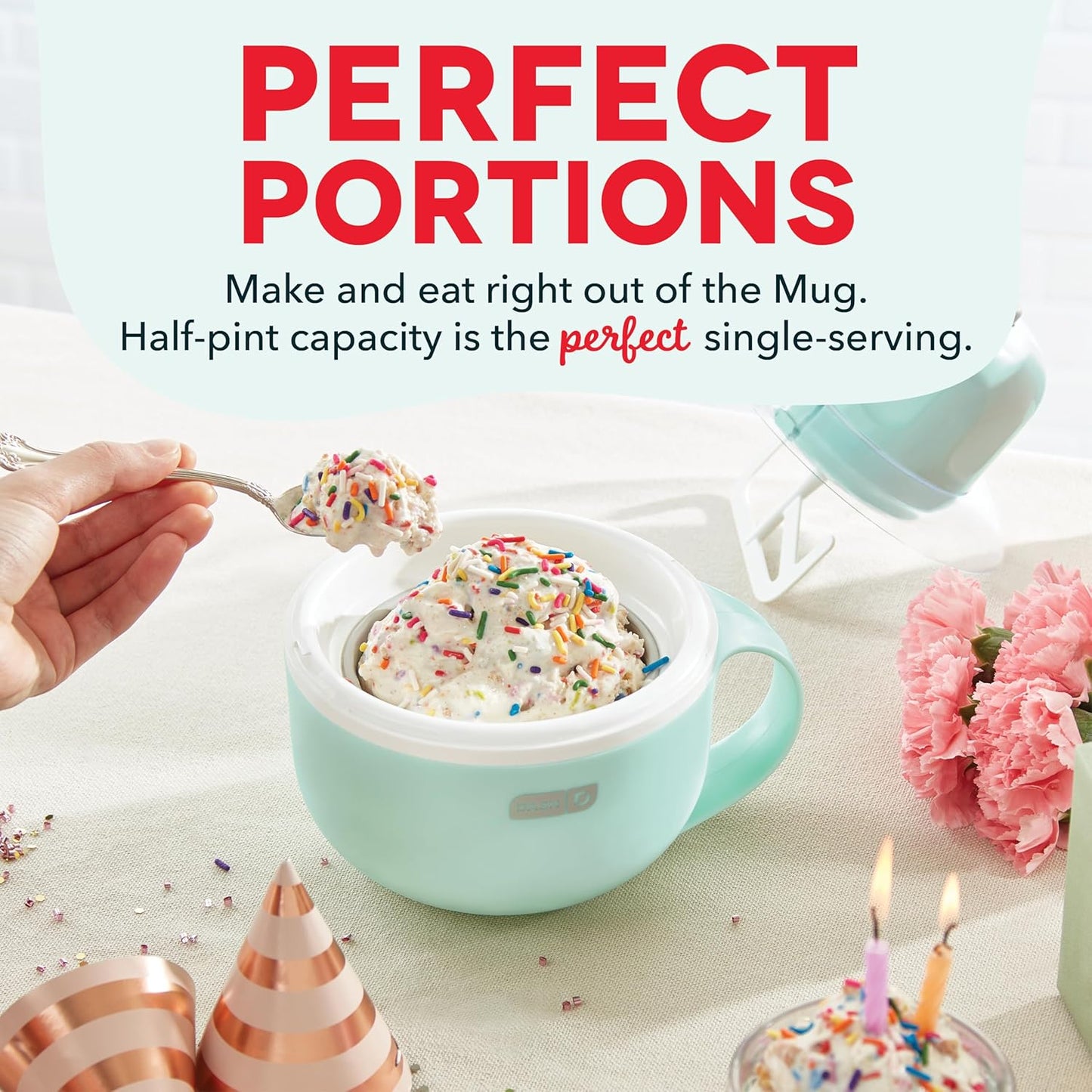 DASH My Mug Ice Cream Maker, for Ice Cream, Gelato, Sorbet, Frozen Yogurt, and Custom Mix-Ins