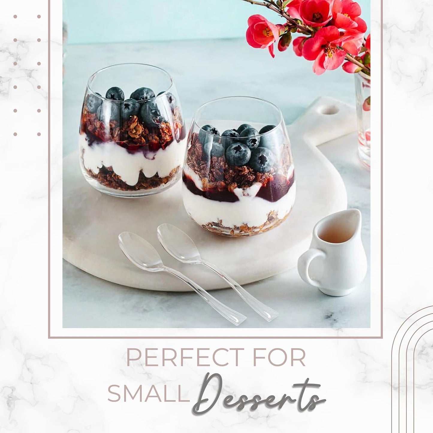 Exquisite 100CT Mini Clear Plastic Spoons for Tasting Spoons Disposable Mini Ice Cream Spoon I Tiny Utensils I Cake Spoon I Mini Serving Spoons