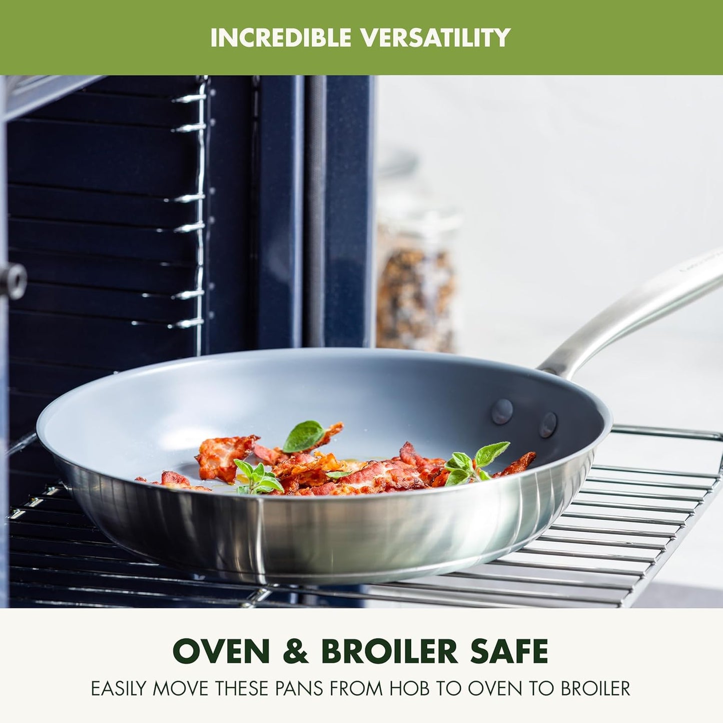 GreenPan Treviso 10 Piece Cookware Set, Non-Toxic PFAS-Free Stainless Steel Ceramic Nonstick Coating, Induction Suitable, Pots, Pans Lids, Sauté & Saucepans, Multi Clad, Dishwasher & Oven Safe