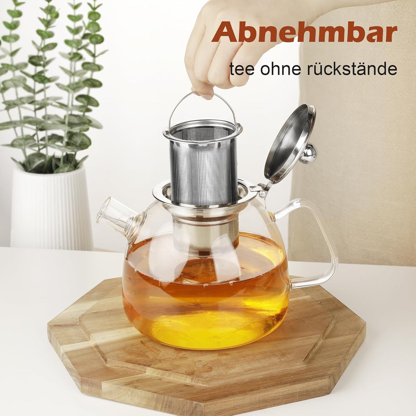 LIBWYS 1000ml(34oz) Glass Teapot, Teapot with Removable Infuser, Stovetop Safe Tea Pot made of Heat-resistant Borosilicate Glass, Blooming and Loose Leaf Tea Maker, Easy to Clean