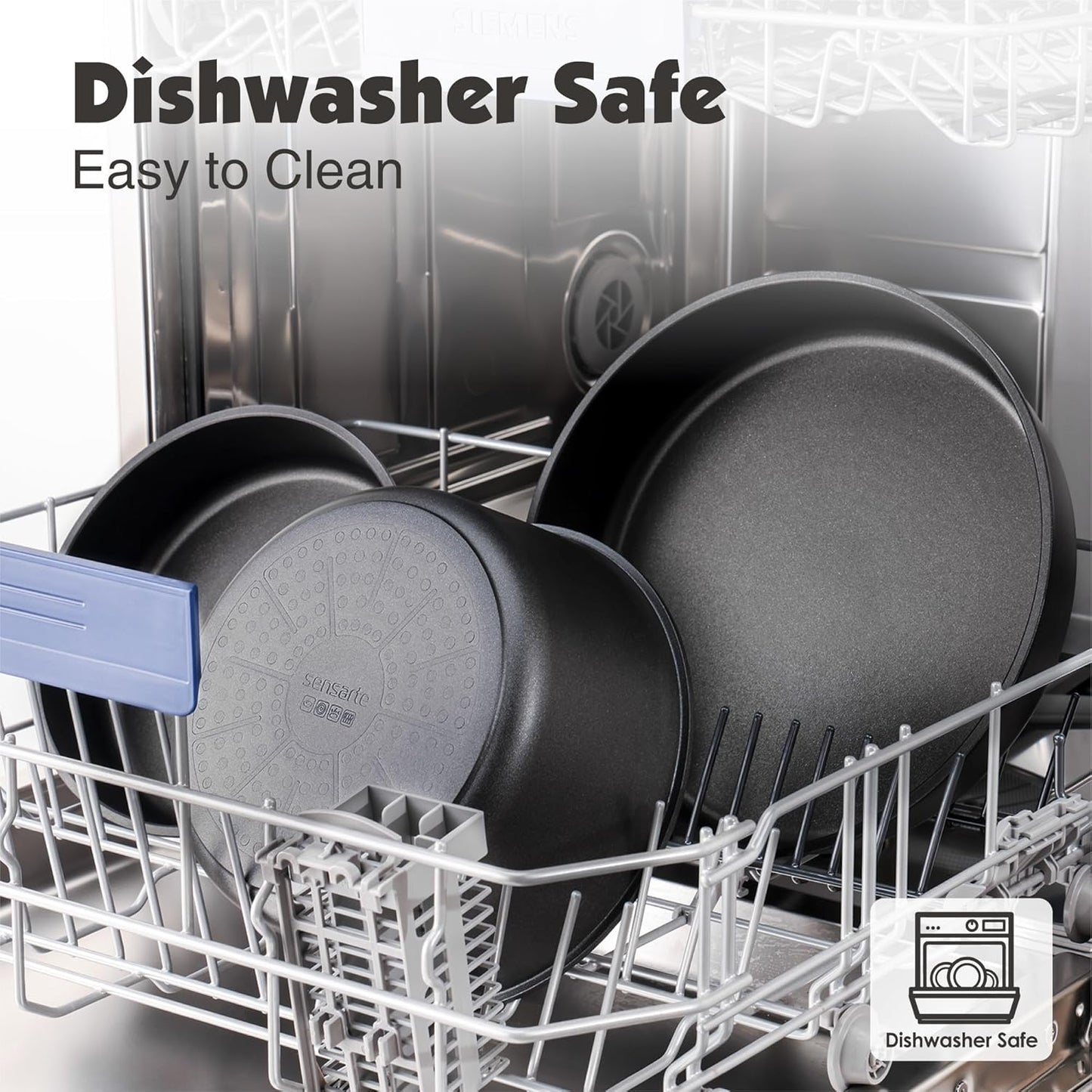 SENSARTE 17 Piece Pots and Pans Set, Nonstick Detachable Handle Cookware Set, Induction Kitchen Cookware Set with Removable Handle, Healthy Non Stick for RV, Dishwasher ＆ Oven Safe, PFOA Free (Black)